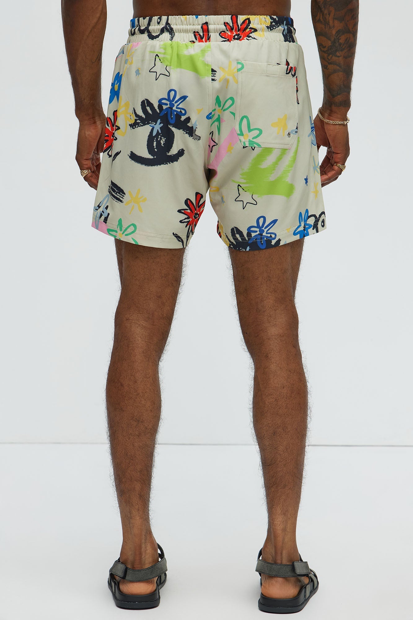 Graffiti Bloom Swim Trunk 6″ - Multi Color Fashion Nova