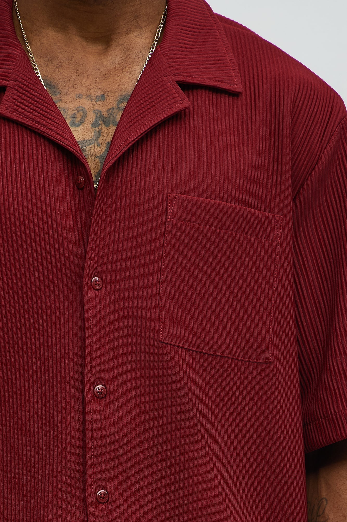 Show Up Short Sleeve Cuban Shirt - Burgundy Fashion Nova