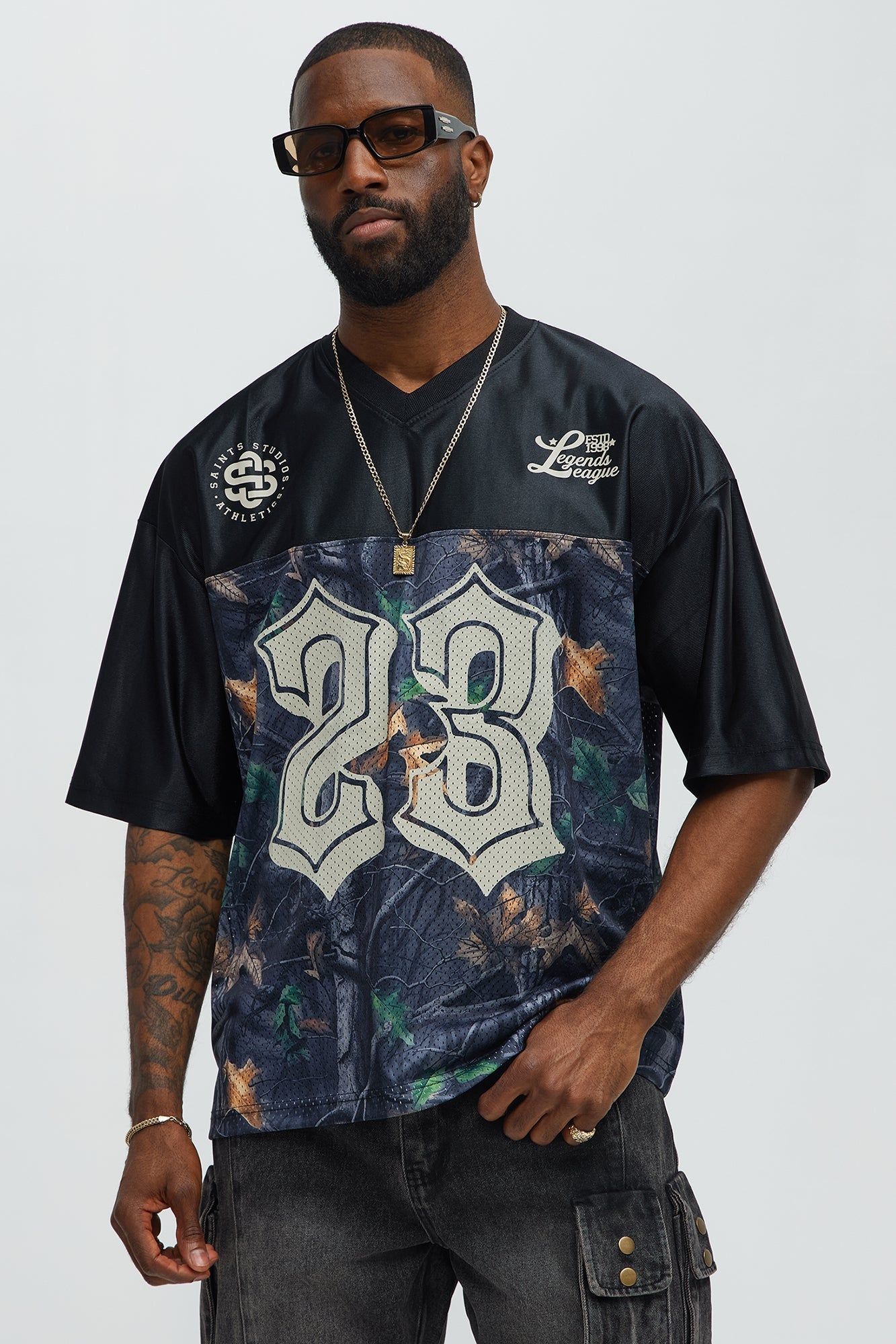 Saints Camo Short Sleeve Jersey - Black Fashion Nova