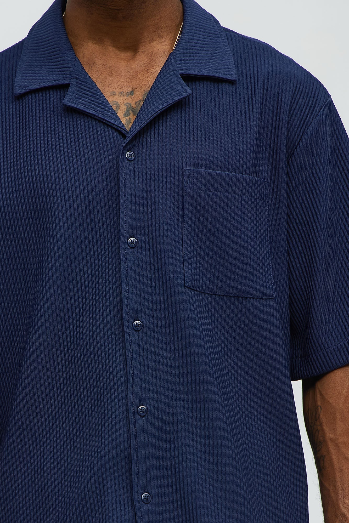 Show Up Short Sleeve Cuban Shirt - Navy Fashion Nova