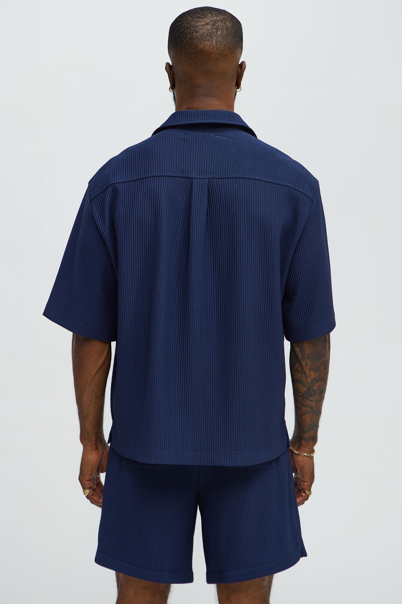 Show Up Short Sleeve Cuban Shirt - Navy Fashion Nova
