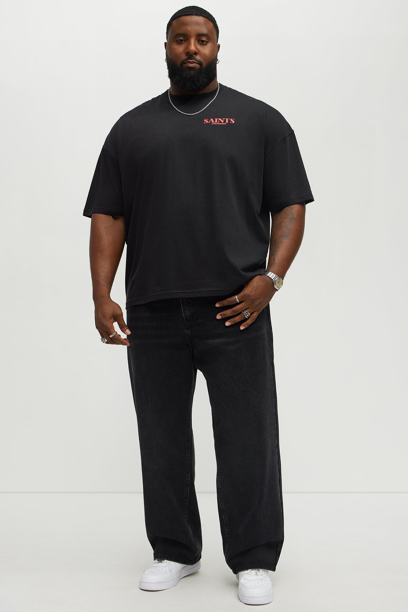 Unseen Saints Oversized Short Sleeve Tee - Black Fashion Nova