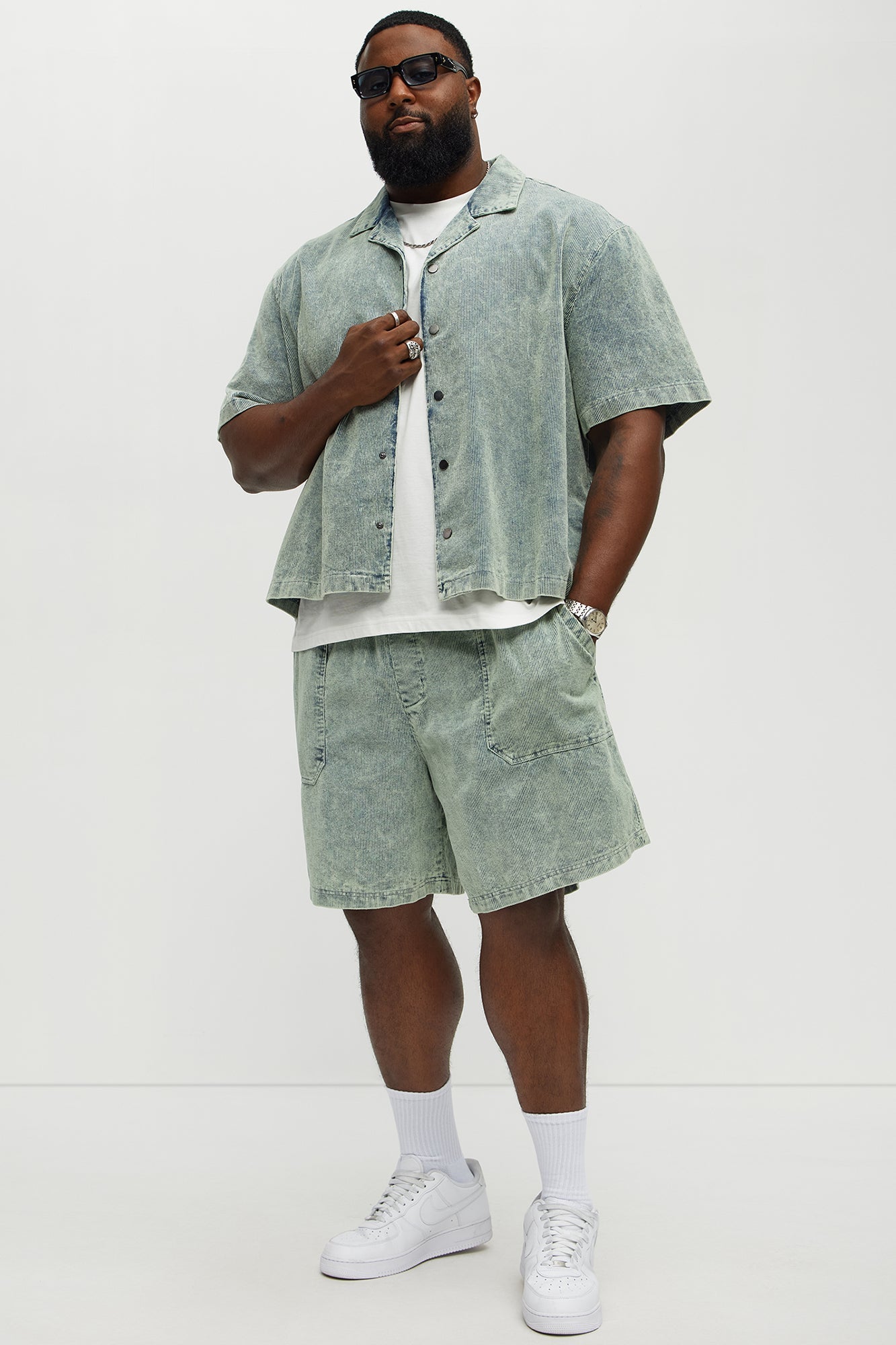 Ohio Corduroy Relaxed Shorts - Blue/combo Fashion Nova