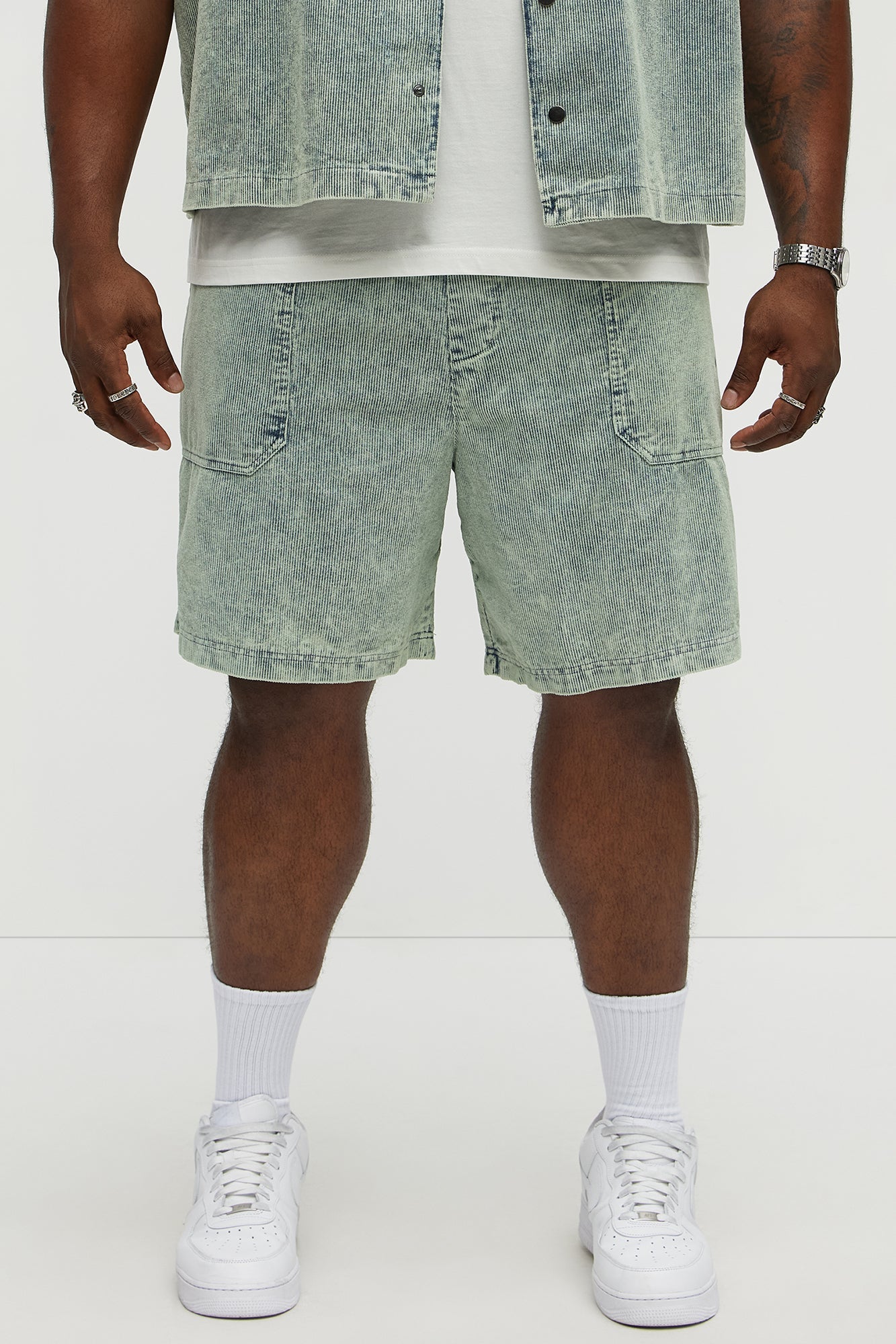 Ohio Corduroy Relaxed Shorts - Blue/combo Fashion Nova