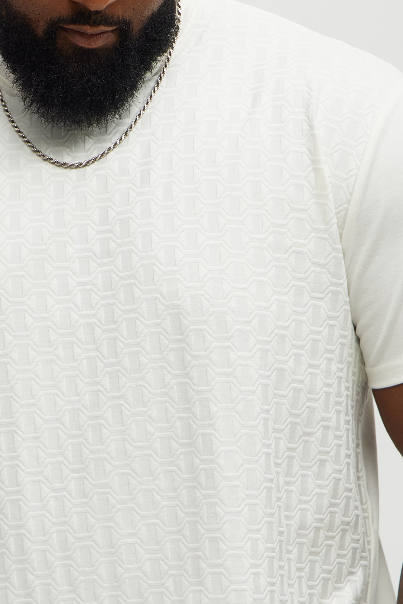 Textured Geometric Short Sleeve Tee - Off White Fashion Nova