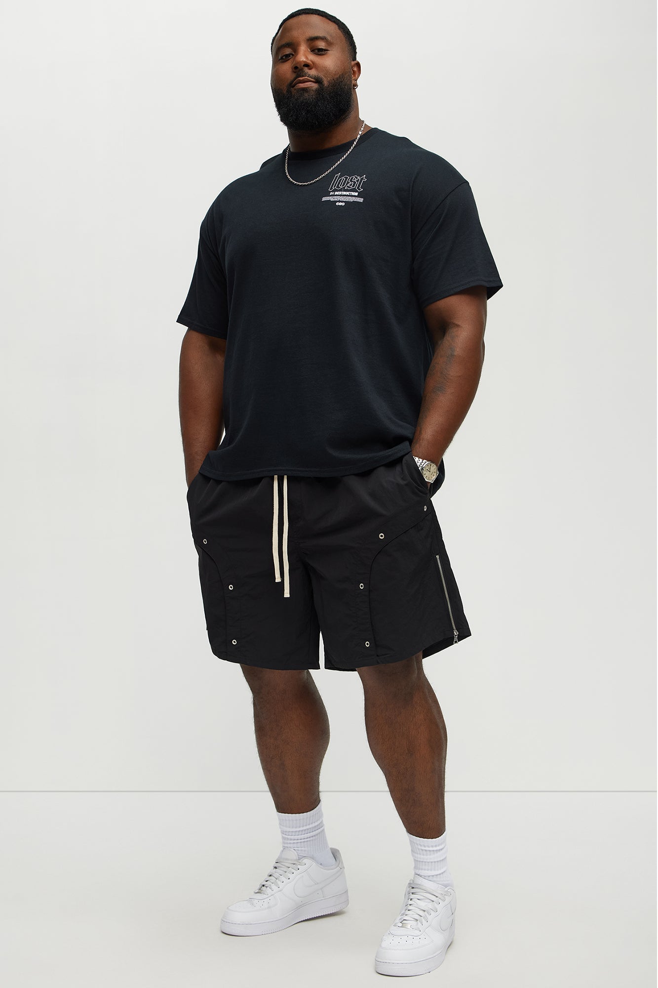Hardware Relaxed Nylon Shorts - Black Fashion Nova