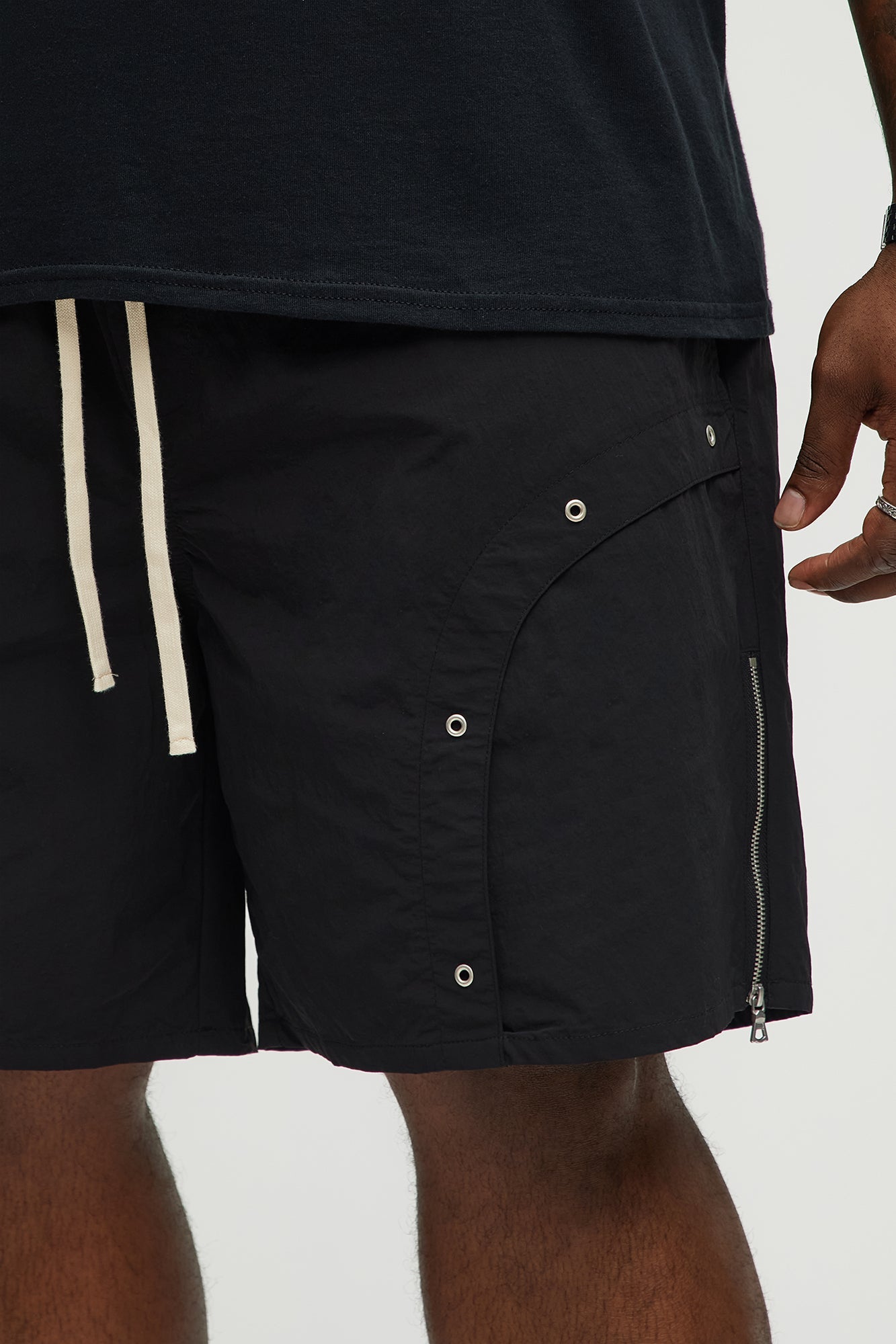 Hardware Relaxed Nylon Shorts - Black Fashion Nova