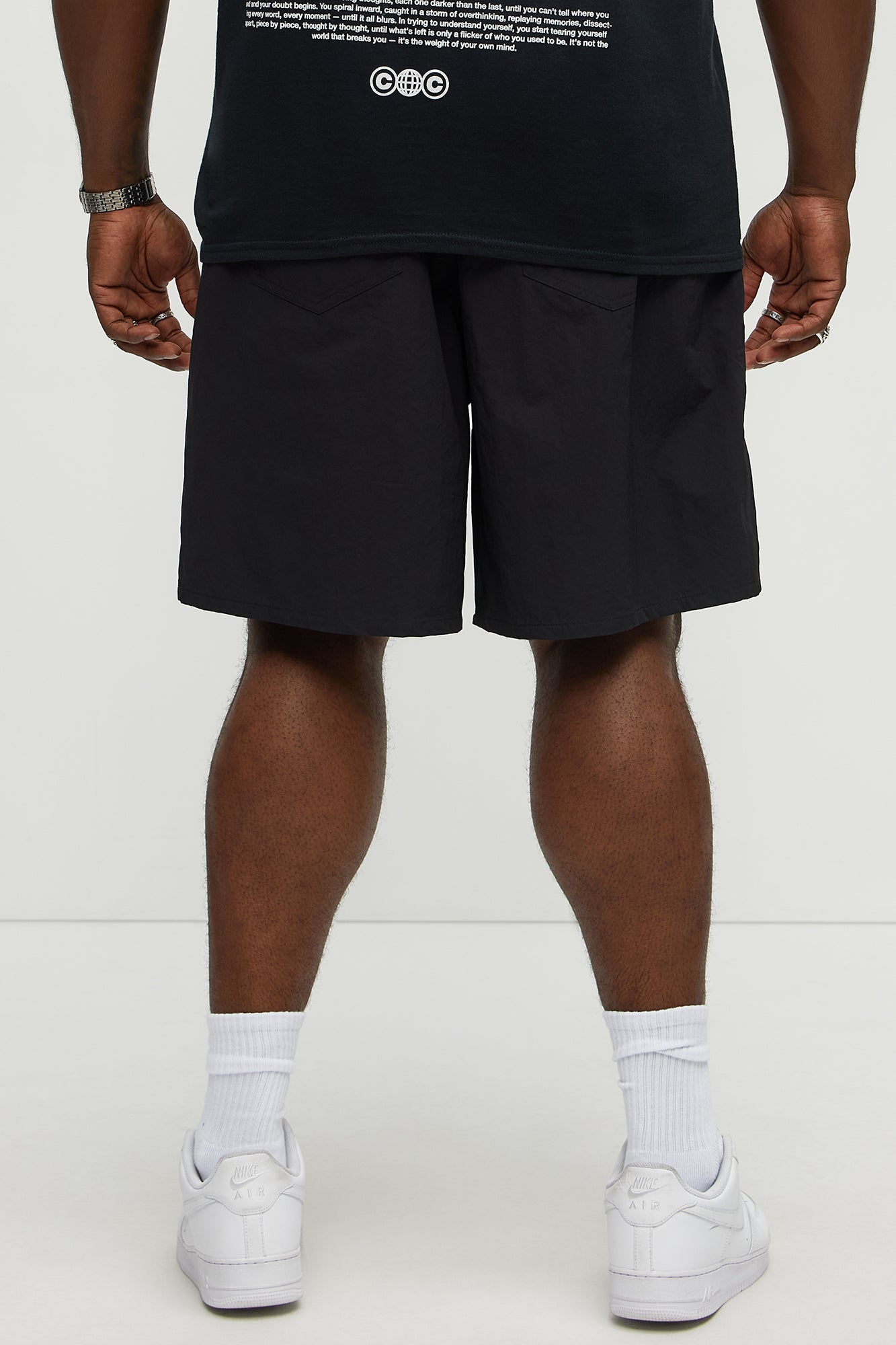 Hardware Relaxed Nylon Shorts - Black Fashion Nova