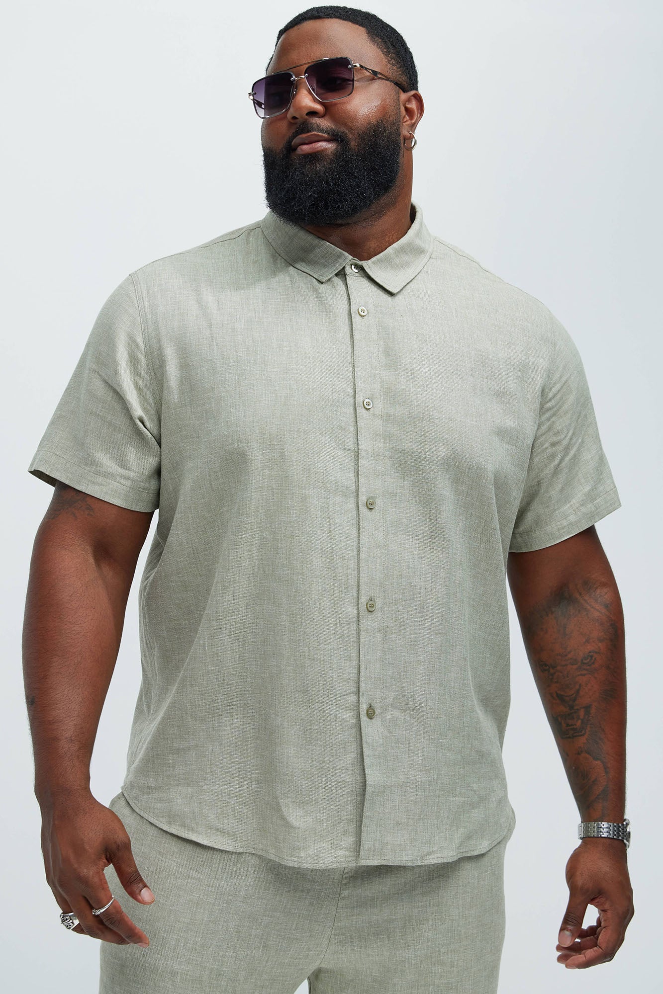 Bahamas Linen Classic Button Up Shirt - Green Fashion Nova