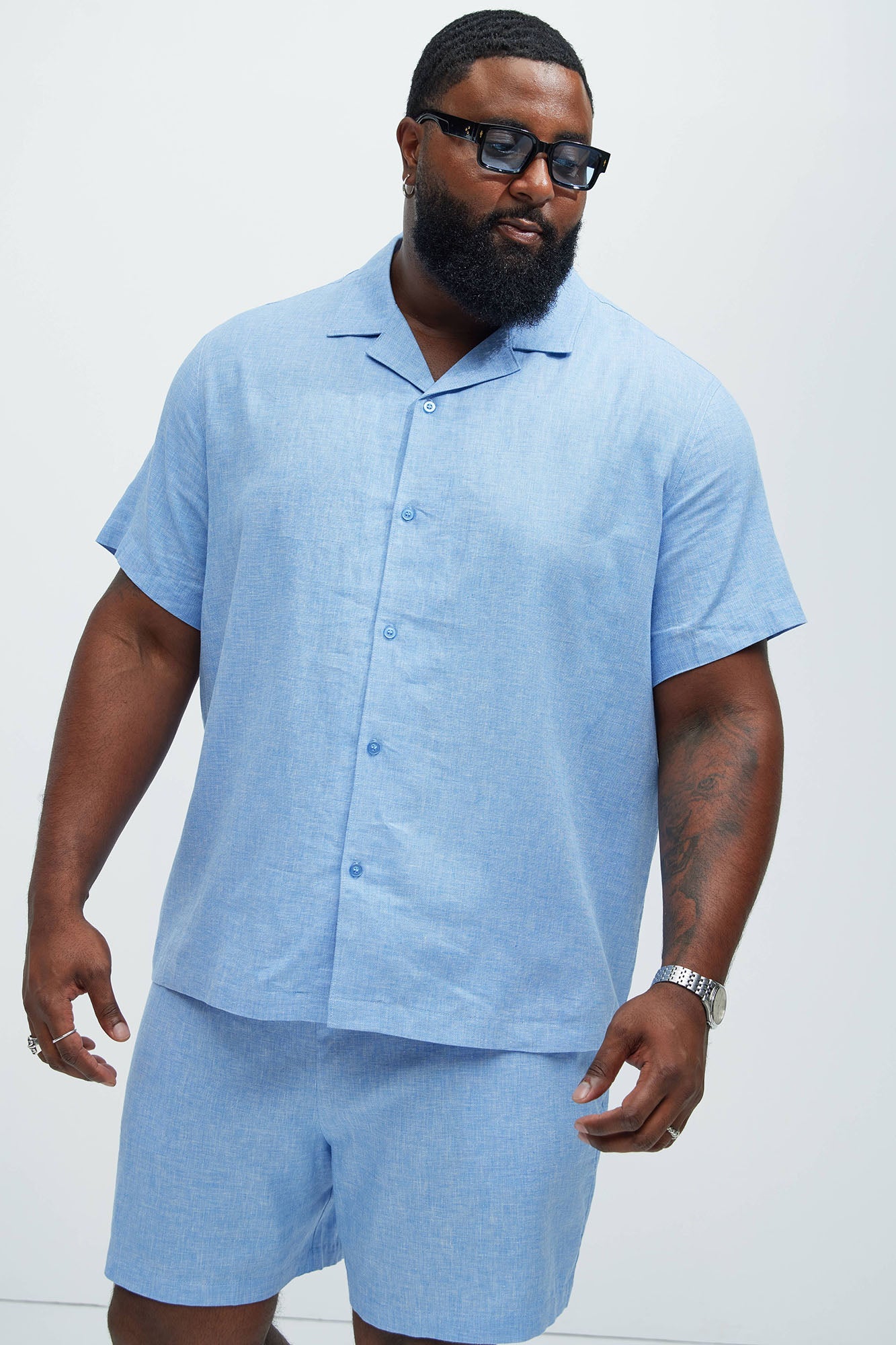 Bahamas Linen Shirt - Ice Blue Fashion Nova