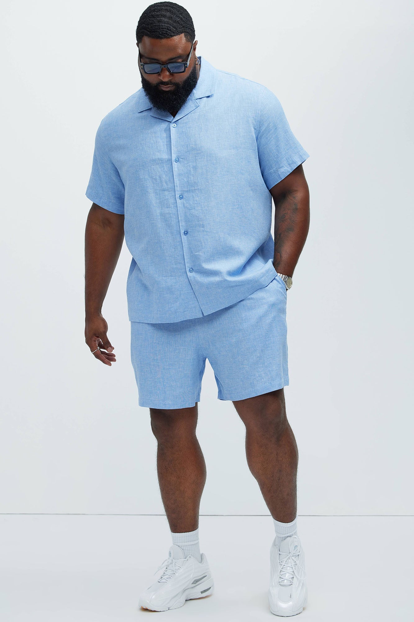 Bahamas Linen Shorts - Ice Blue Fashion Nova