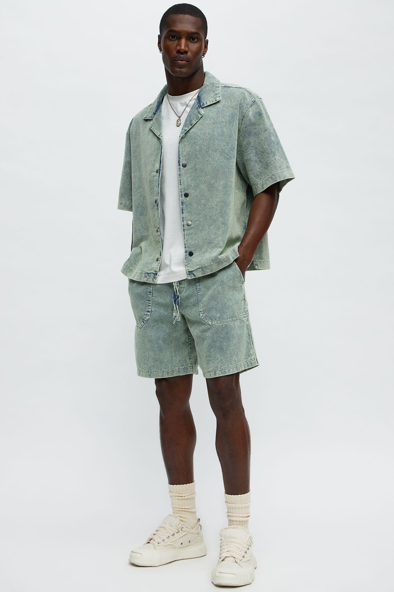 Ohio Corduroy Relaxed Shorts - Blue/combo Fashion Nova