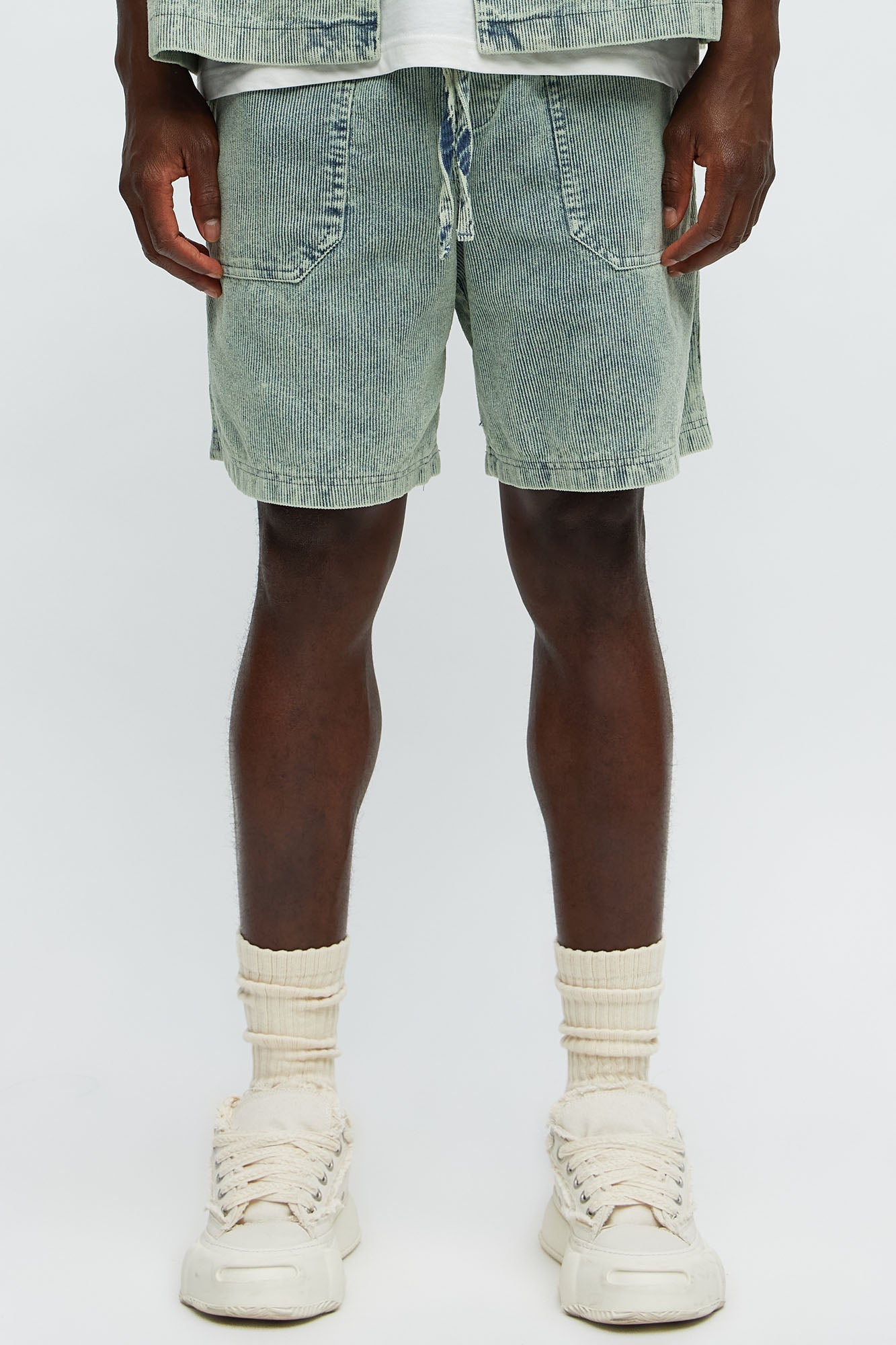 Ohio Corduroy Relaxed Shorts - Blue/combo Fashion Nova