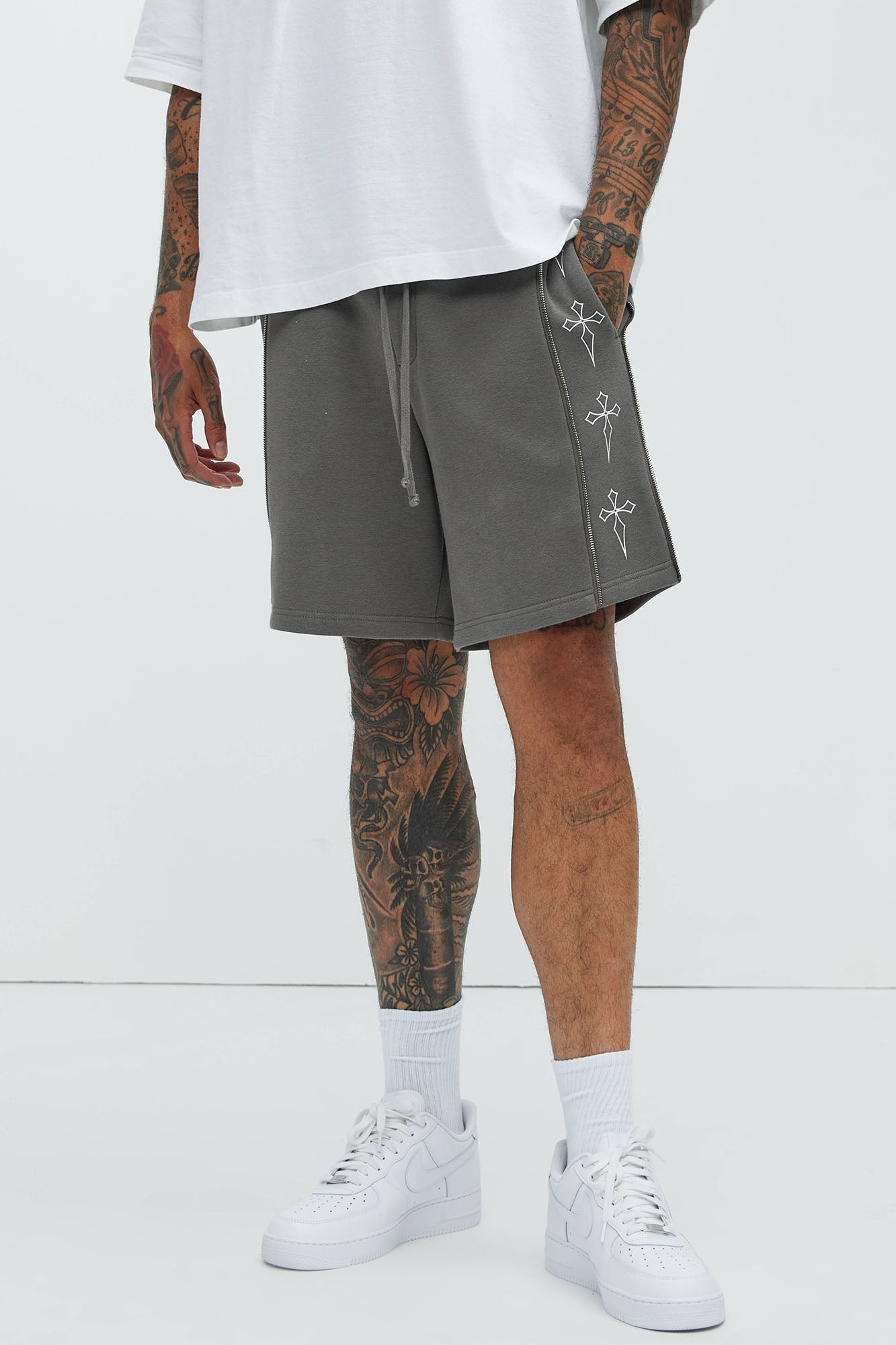 Tyson Cross Relaxed Shorts - Charcoal Fashion Nova