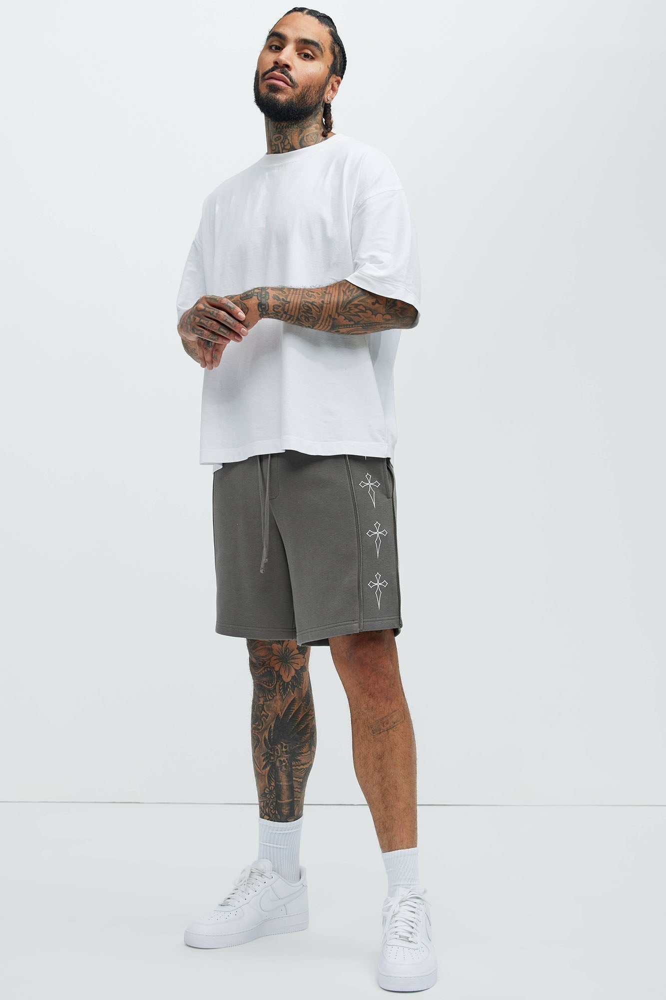 Tyson Cross Relaxed Shorts - Charcoal Fashion Nova