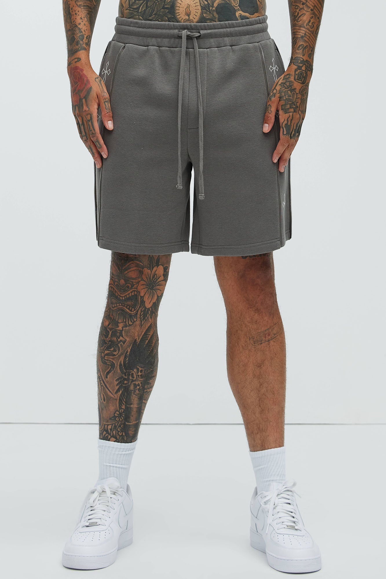 Tyson Cross Relaxed Shorts - Charcoal Fashion Nova