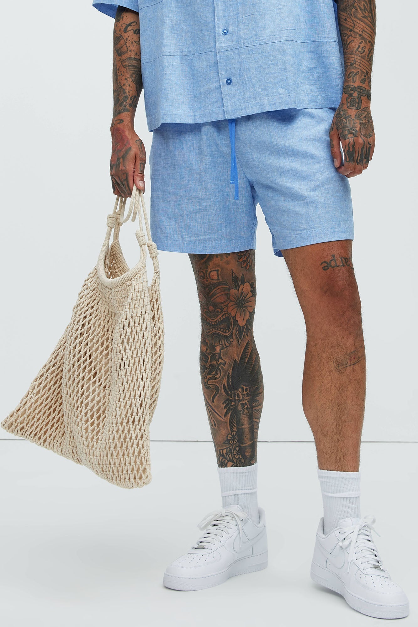Bahamas Linen Shorts - Ice Blue Fashion Nova