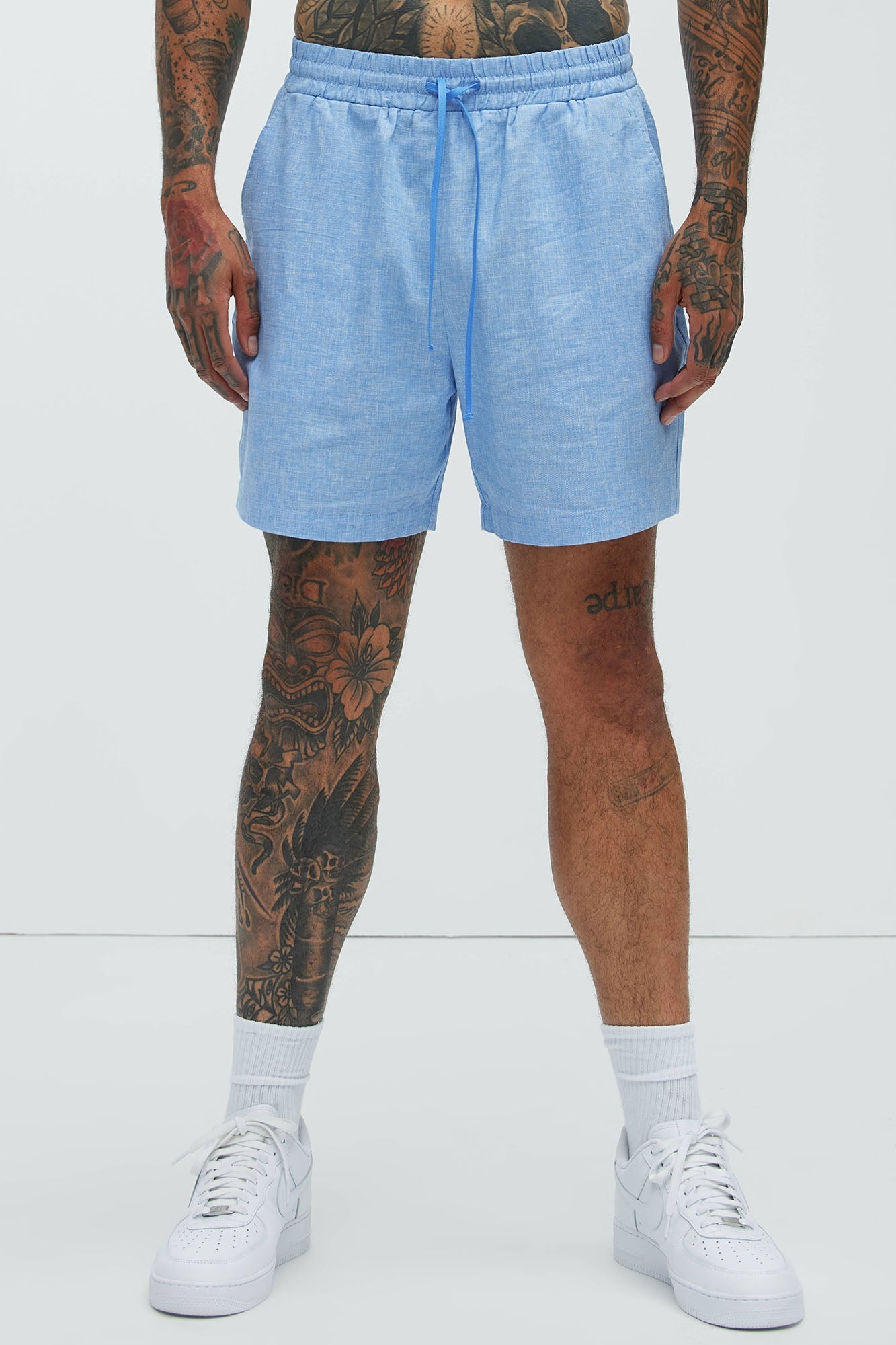 Bahamas Linen Shorts - Ice Blue Fashion Nova