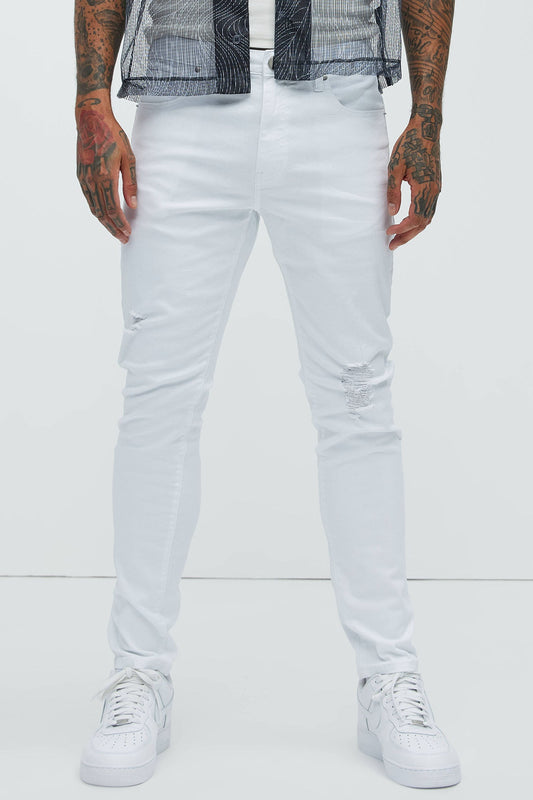 Take No L's Skinny Jean - White Fashion Nova
