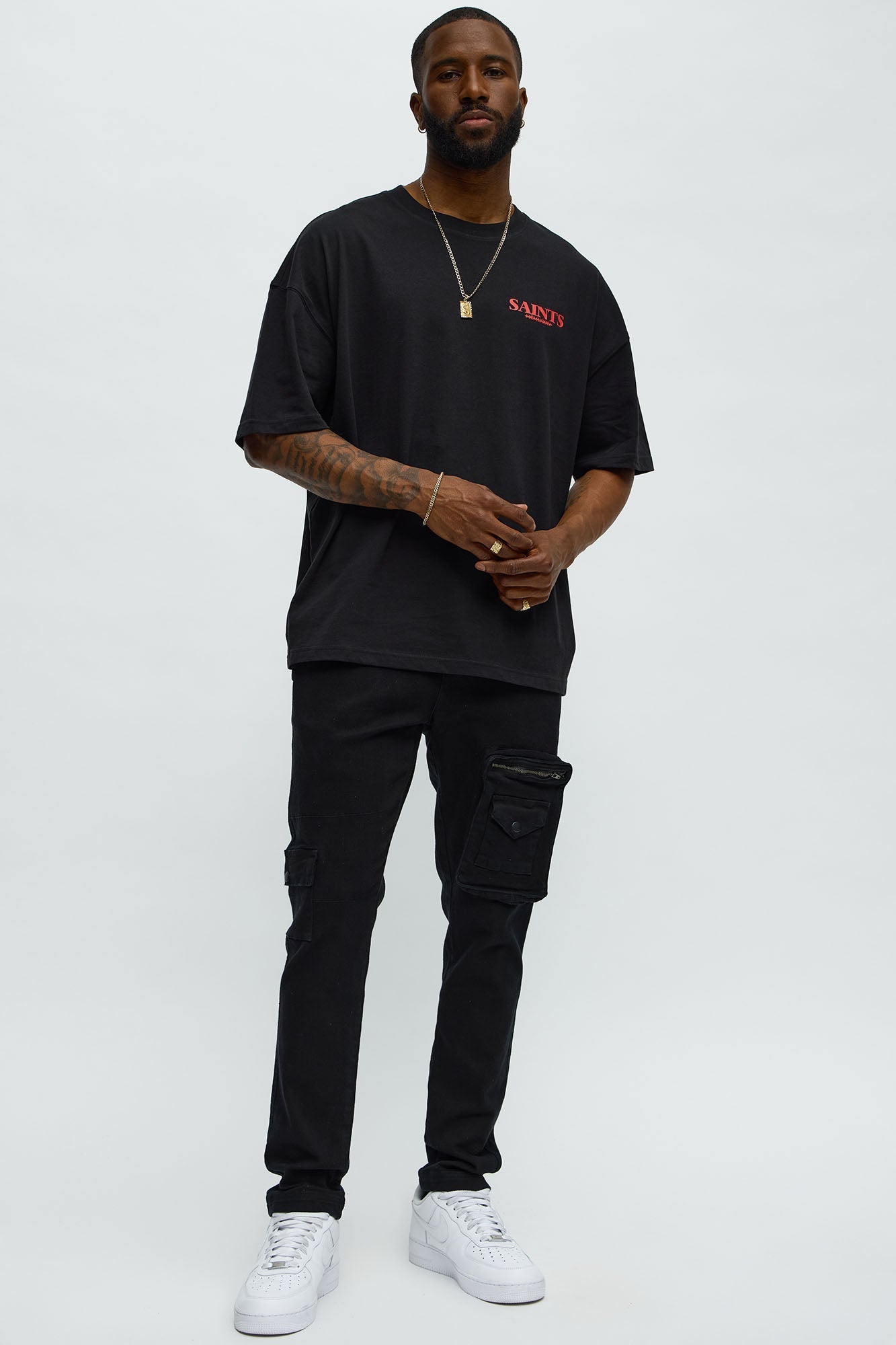 Unseen Saints Oversized Short Sleeve Tee - Black Fashion Nova