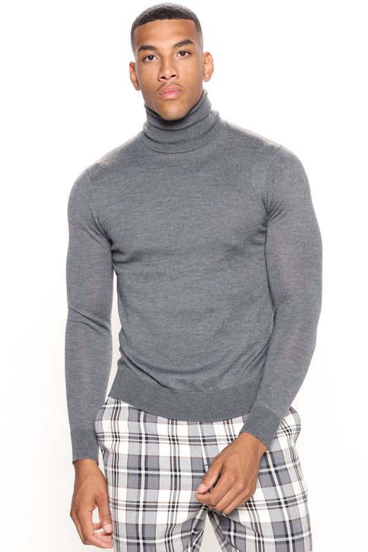 DeAngelo Turtleneck Sweater - Charcoal Fashion Nova