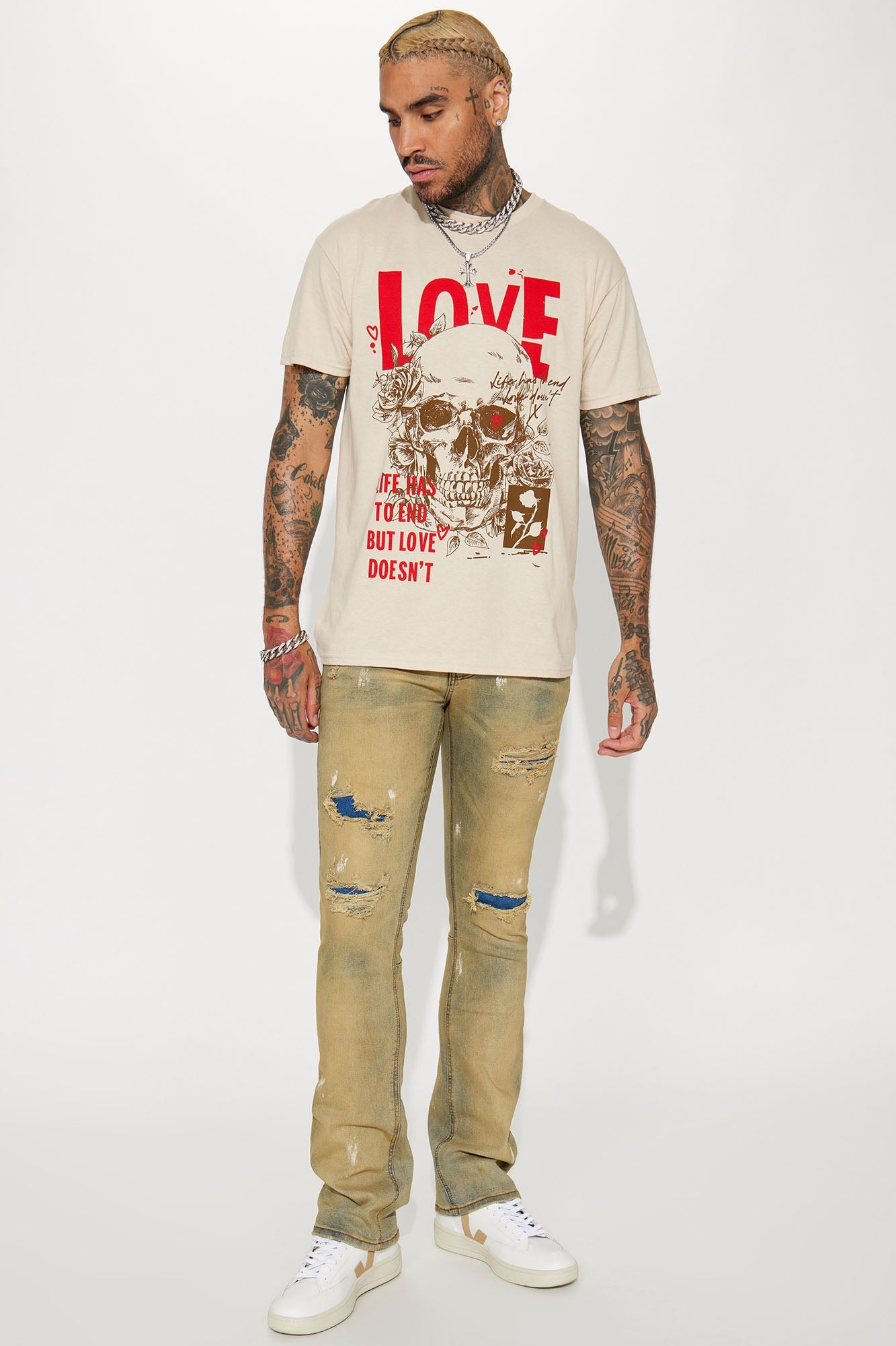 Love Doesn't End Short Sleeve Tee - Tan Fashion Nova