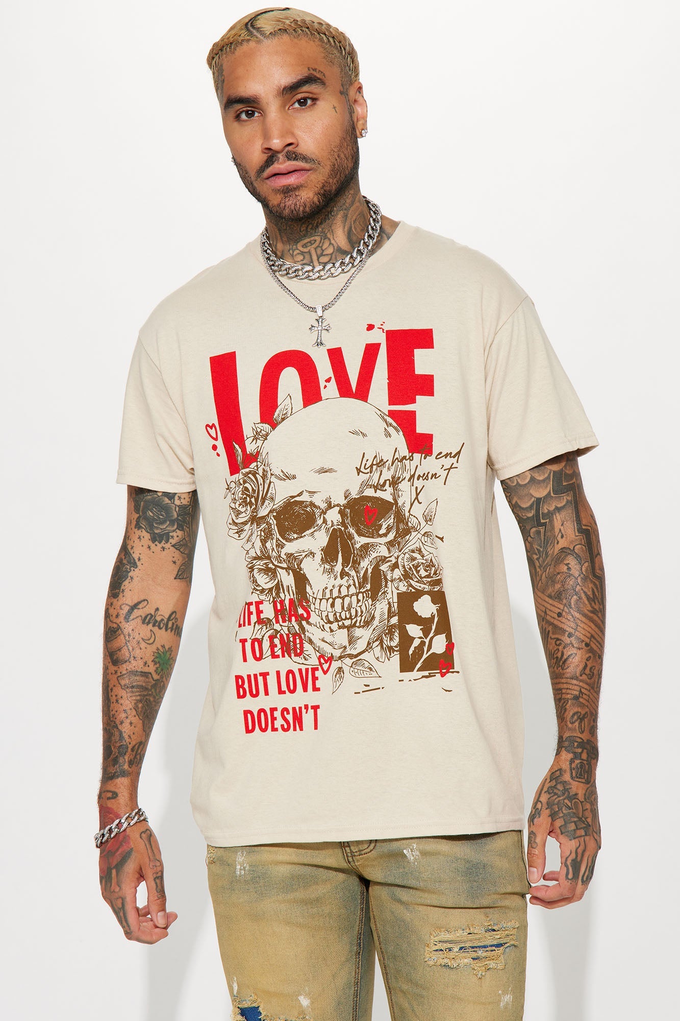 Love Doesn't End Short Sleeve Tee - Tan Fashion Nova