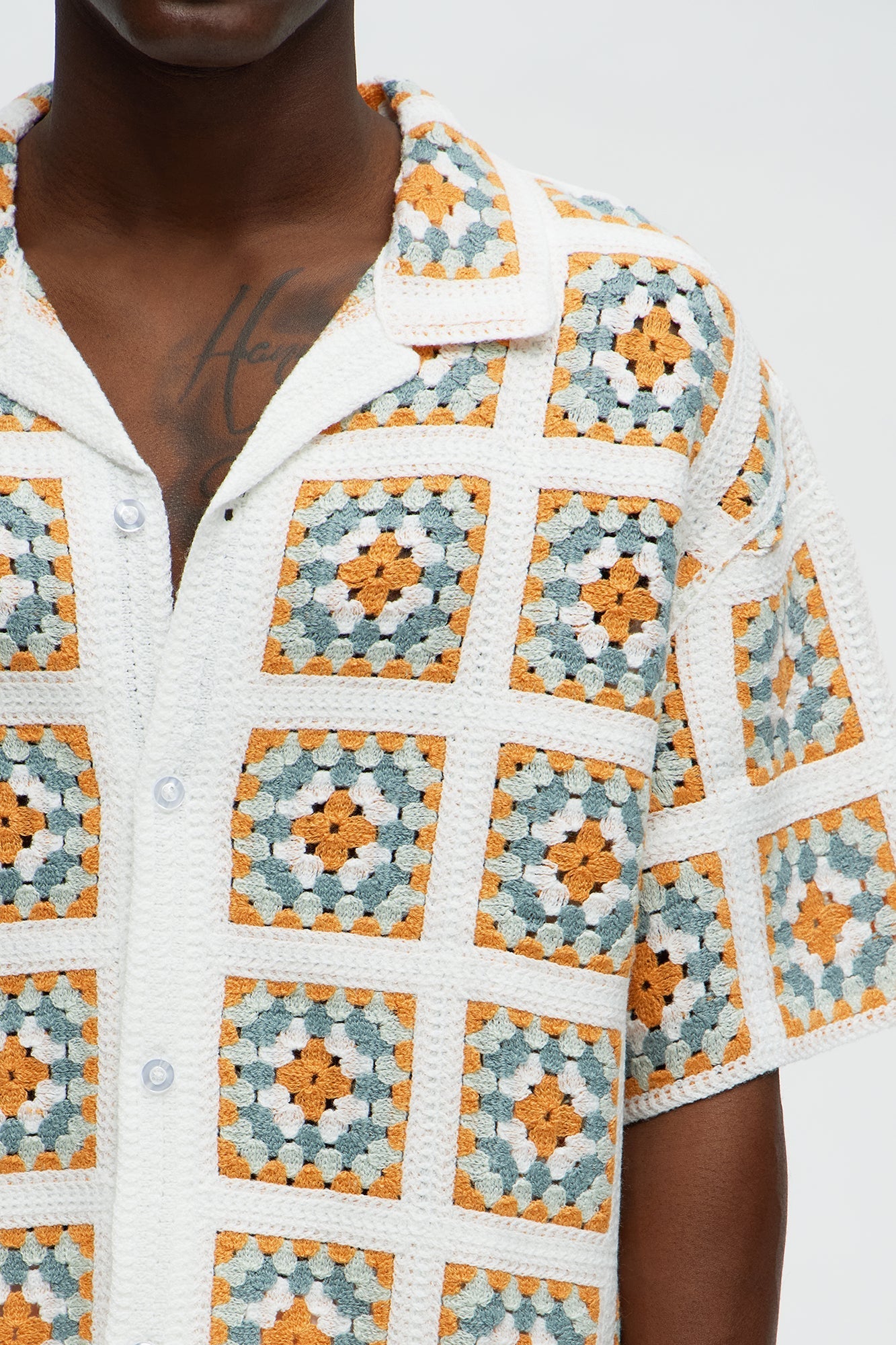 Nolan Textured Shirt - White/combo Fashion Nova