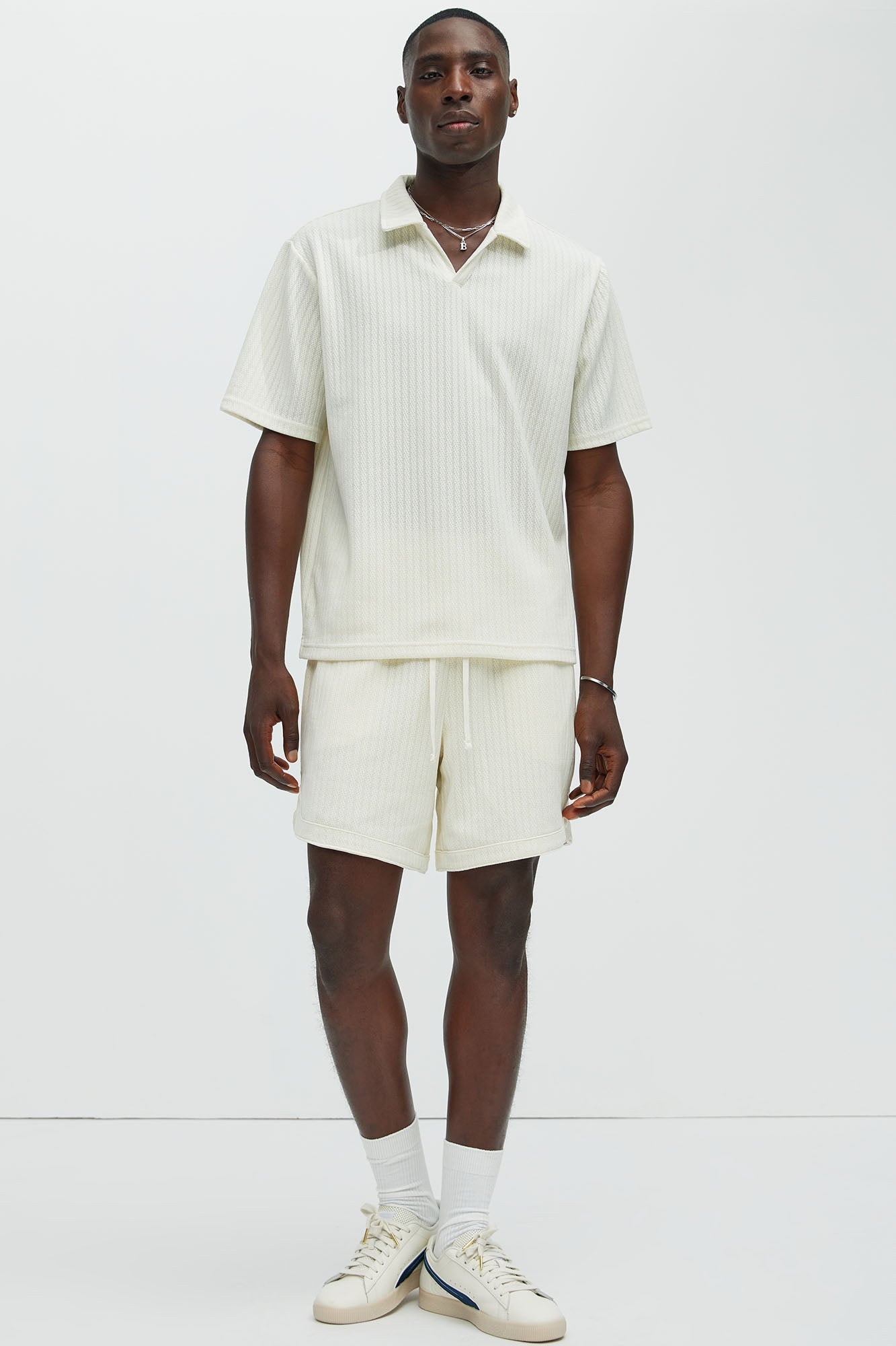 Easton Textured Polo Shirt - Off White Fashion Nova
