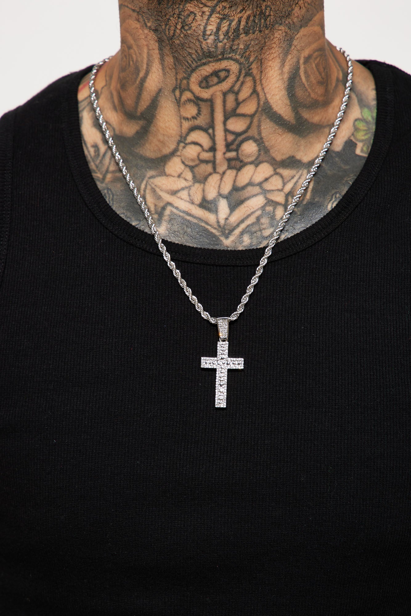 Nugget Cross Chain Necklace - Silver Fashion Nova