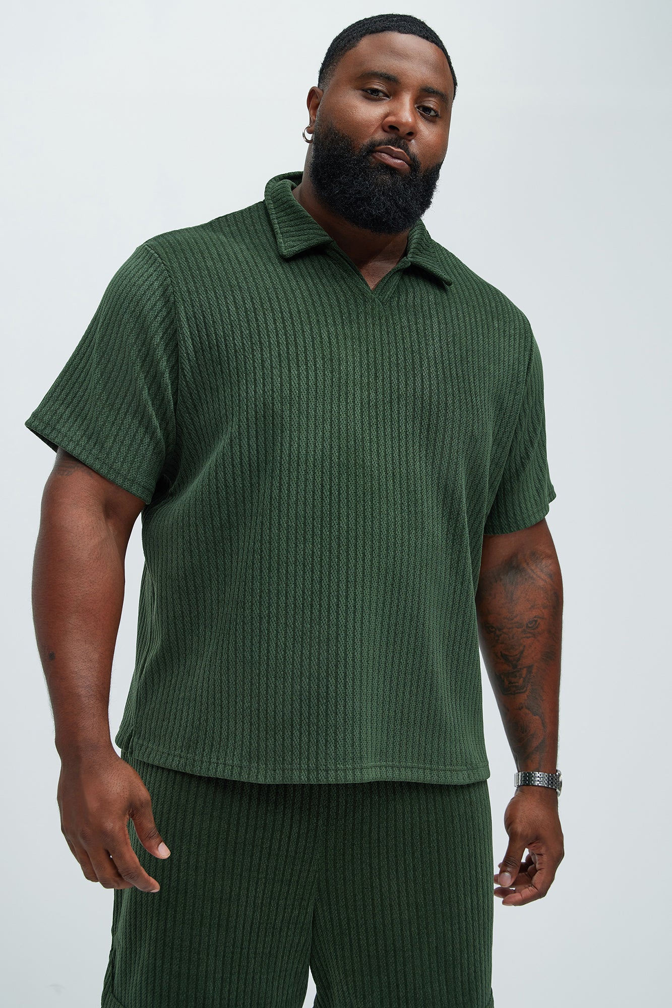 Easton Textured Polo Shirt - Green Fashion Nova