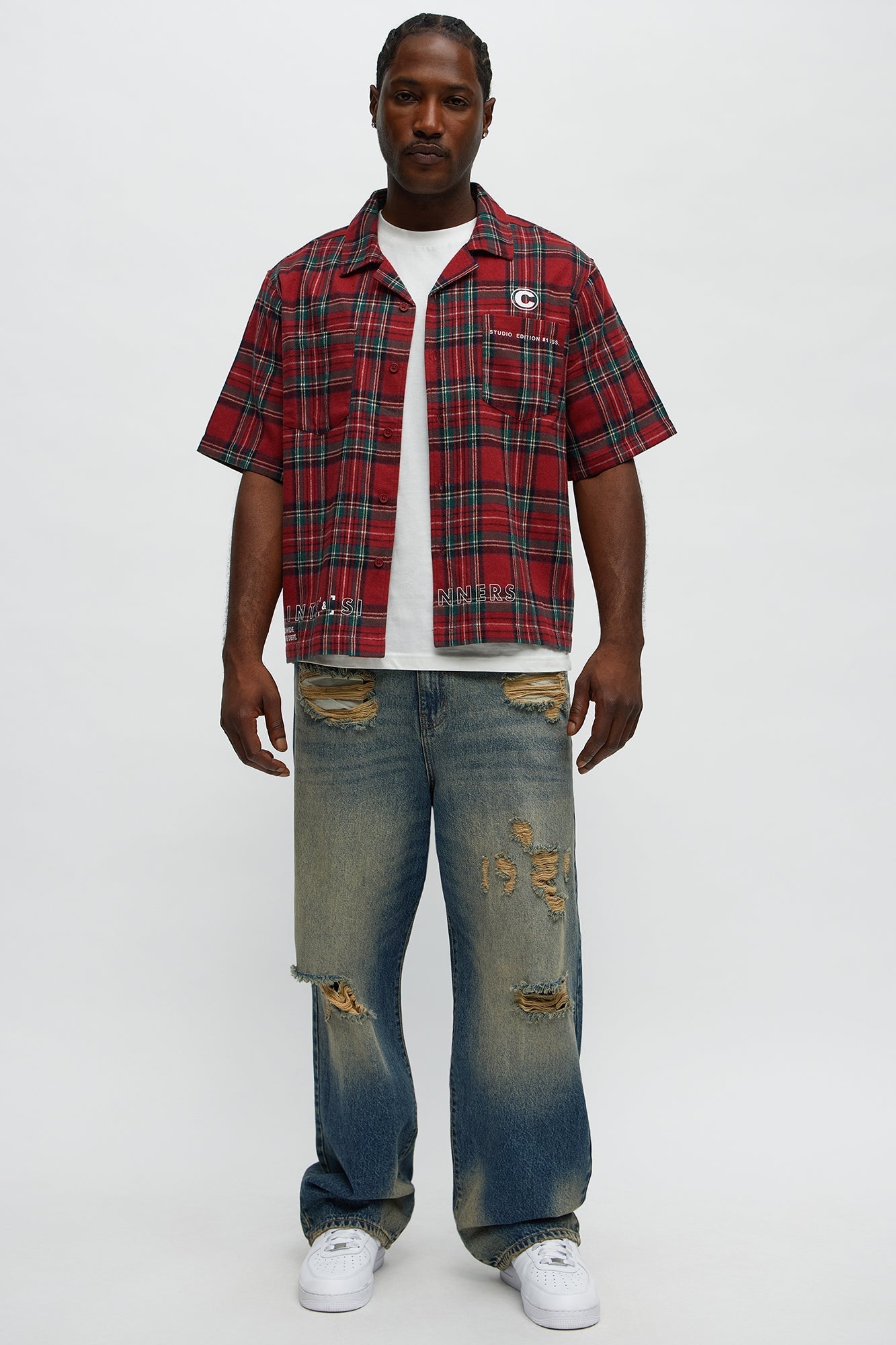 Culture Plaid Cropped Button Up Shirt - Red Fashion Nova
