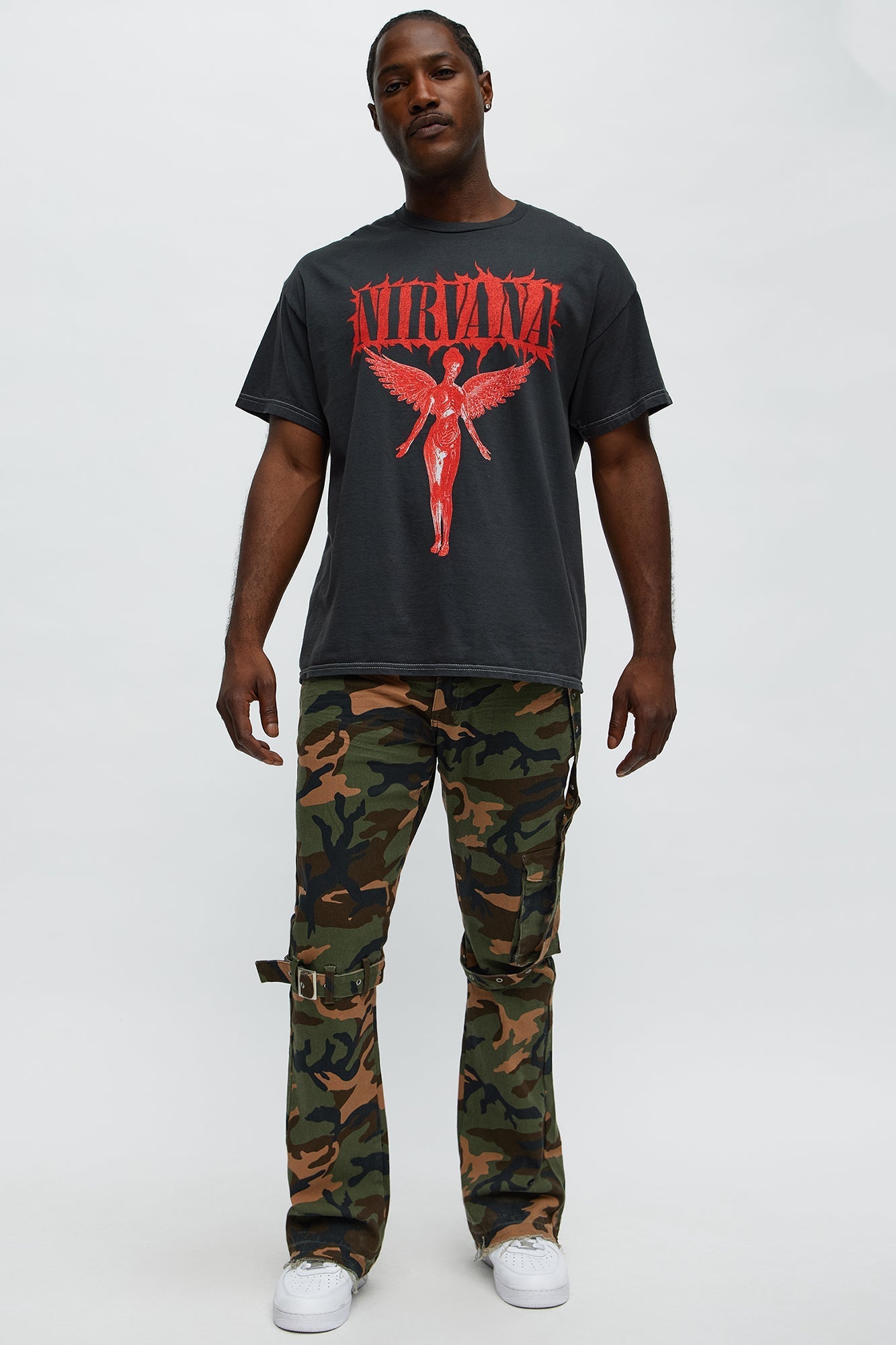 Strap Me Up Stacked Skinny Flare Jeans - Camouflage Fashion Nova