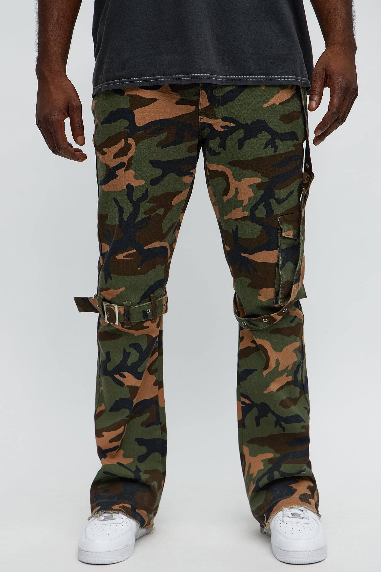 Strap Me Up Stacked Skinny Flare Jeans - Camouflage Fashion Nova