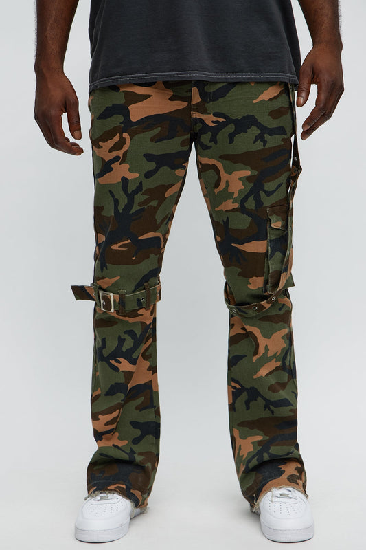 Strap Me Up Stacked Skinny Flare Jeans - Camouflage Fashion Nova