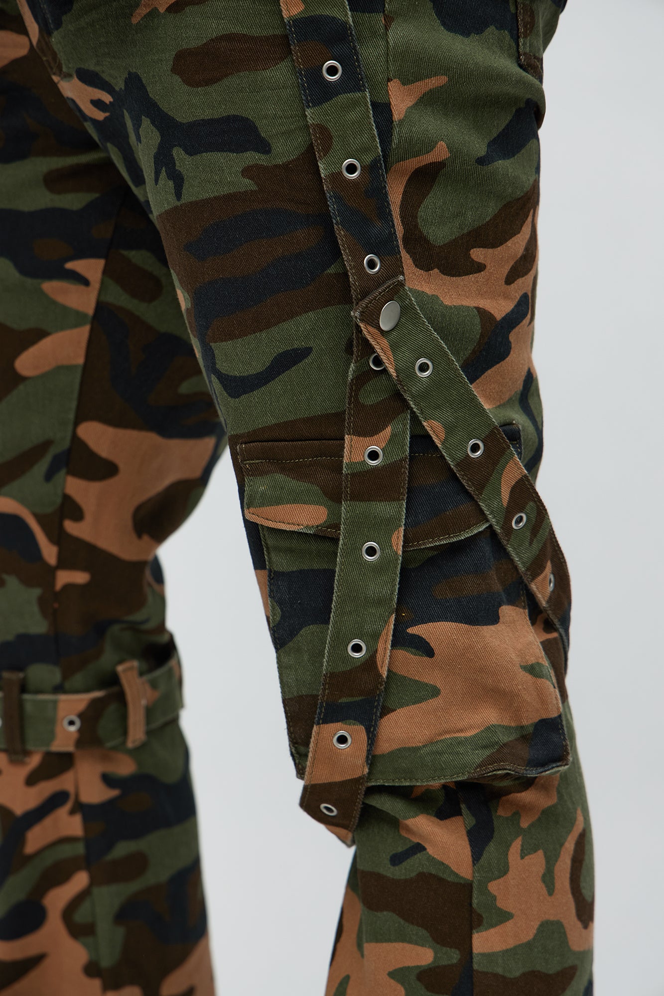 Strap Me Up Stacked Skinny Flare Jeans - Camouflage Fashion Nova