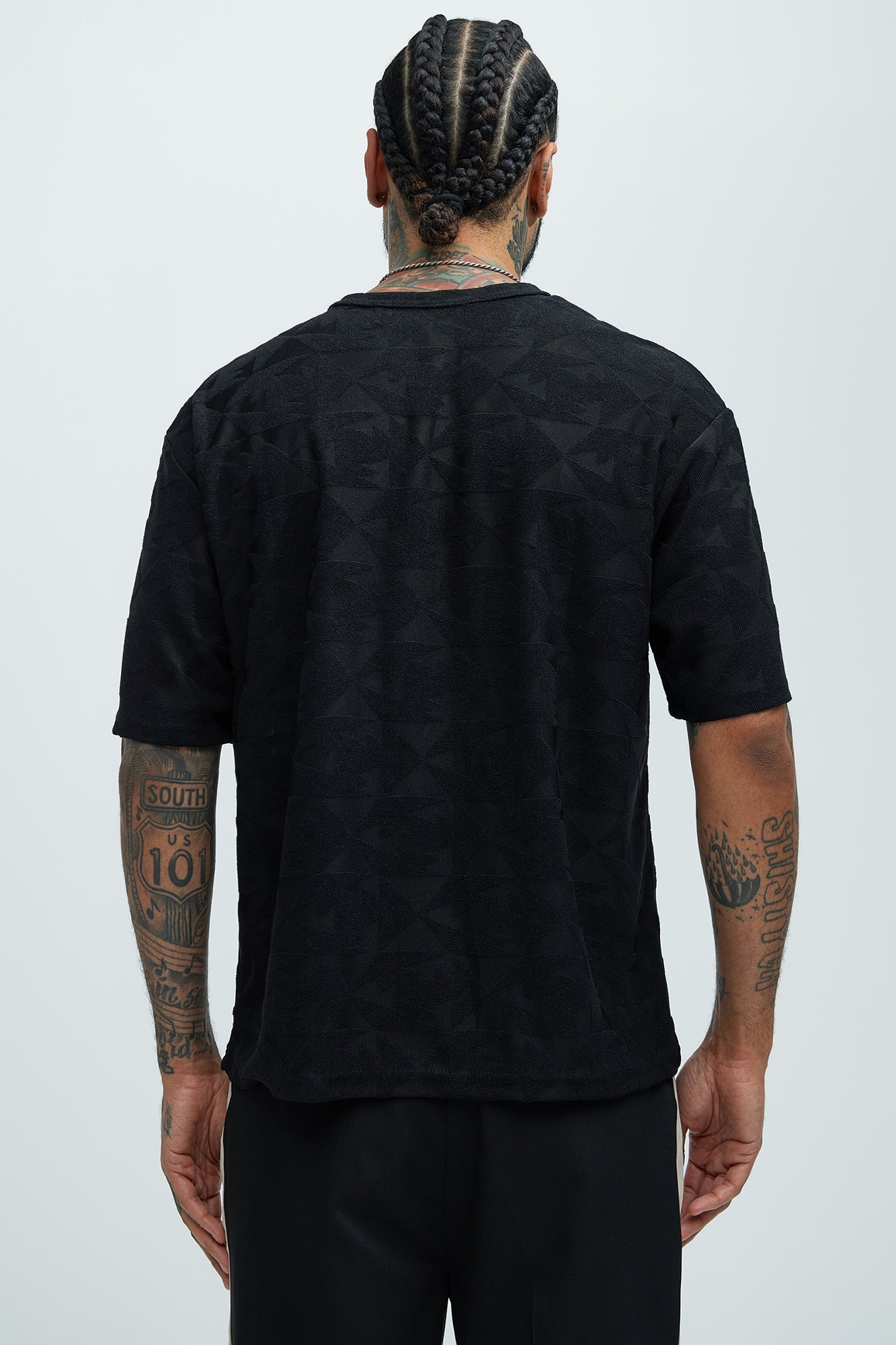 Binney Jacquard Relaxed Short Sleeve Tee - Black Fashion Nova