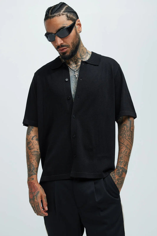 Baker Resort Knit Shirt - Black Fashion Nova