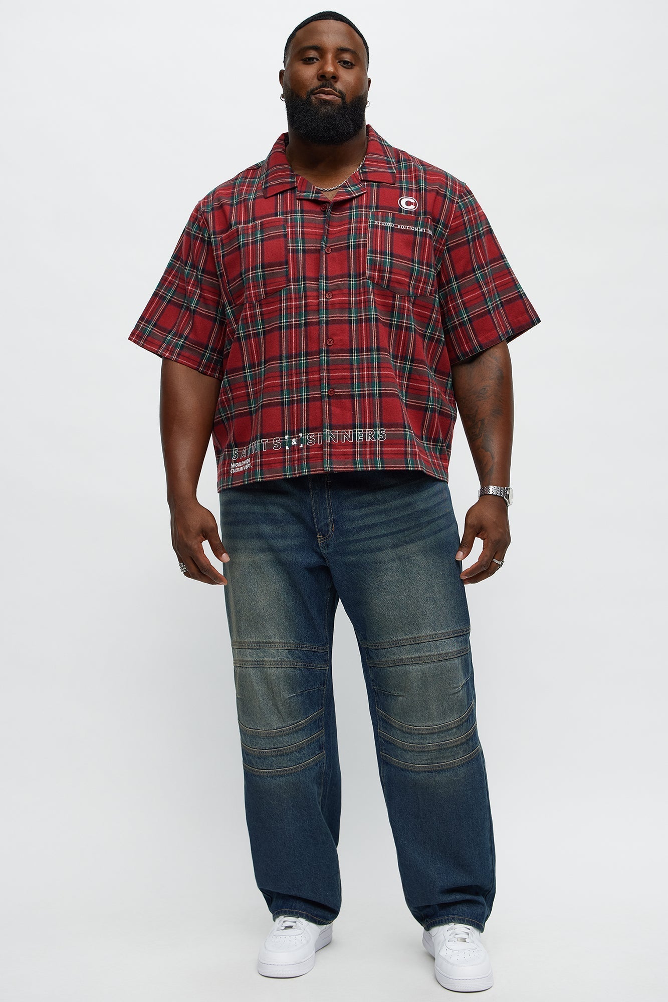 Culture Plaid Cropped Button Up Shirt - Red Fashion Nova