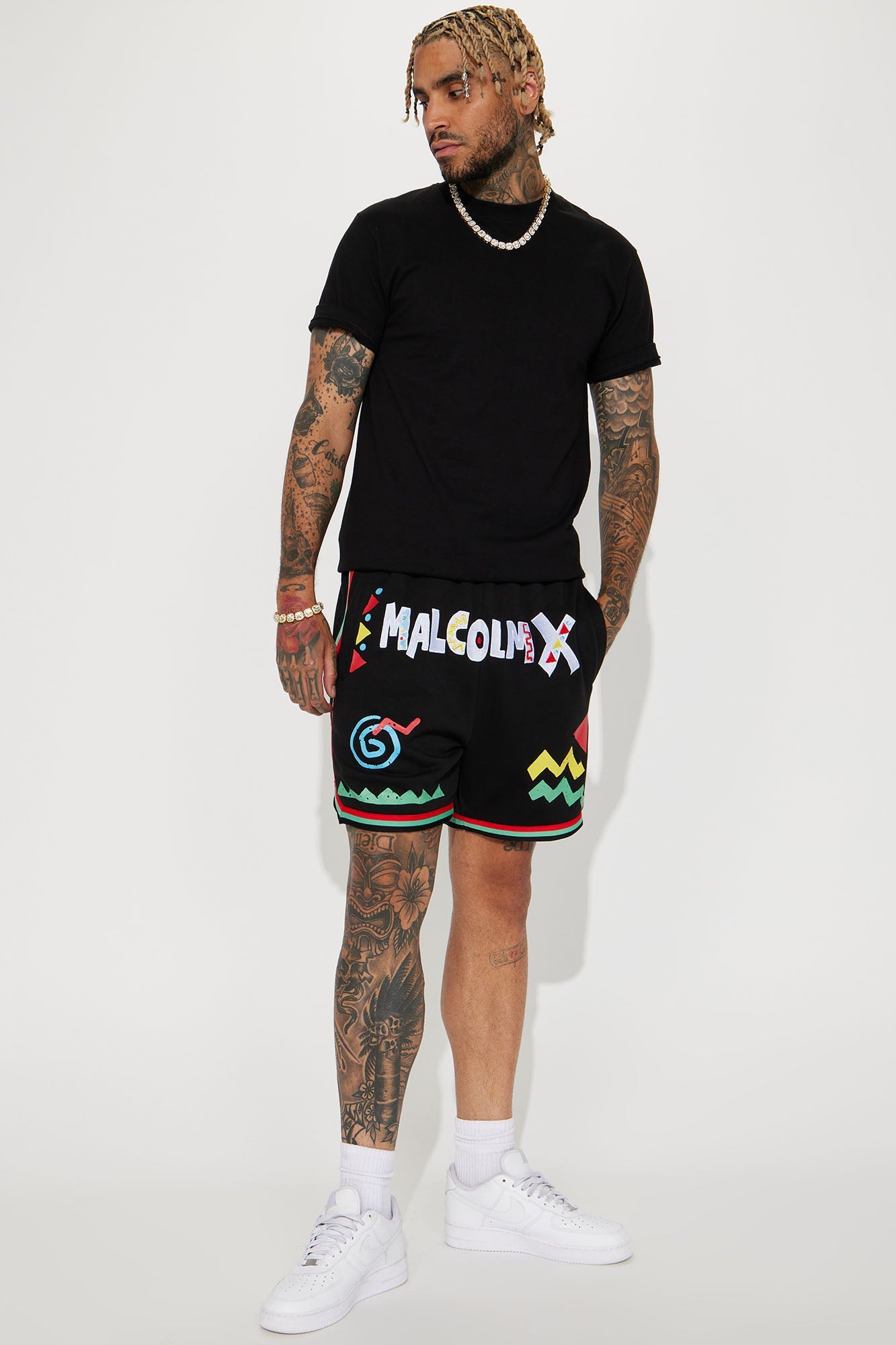 Malcom X Art Shorts - Black Fashion Nova