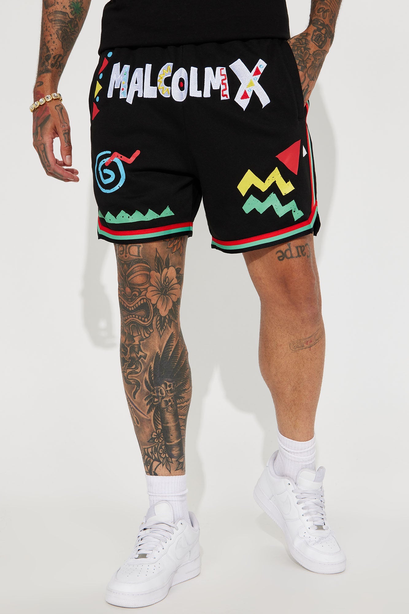 Malcom X Art Shorts - Black Fashion Nova