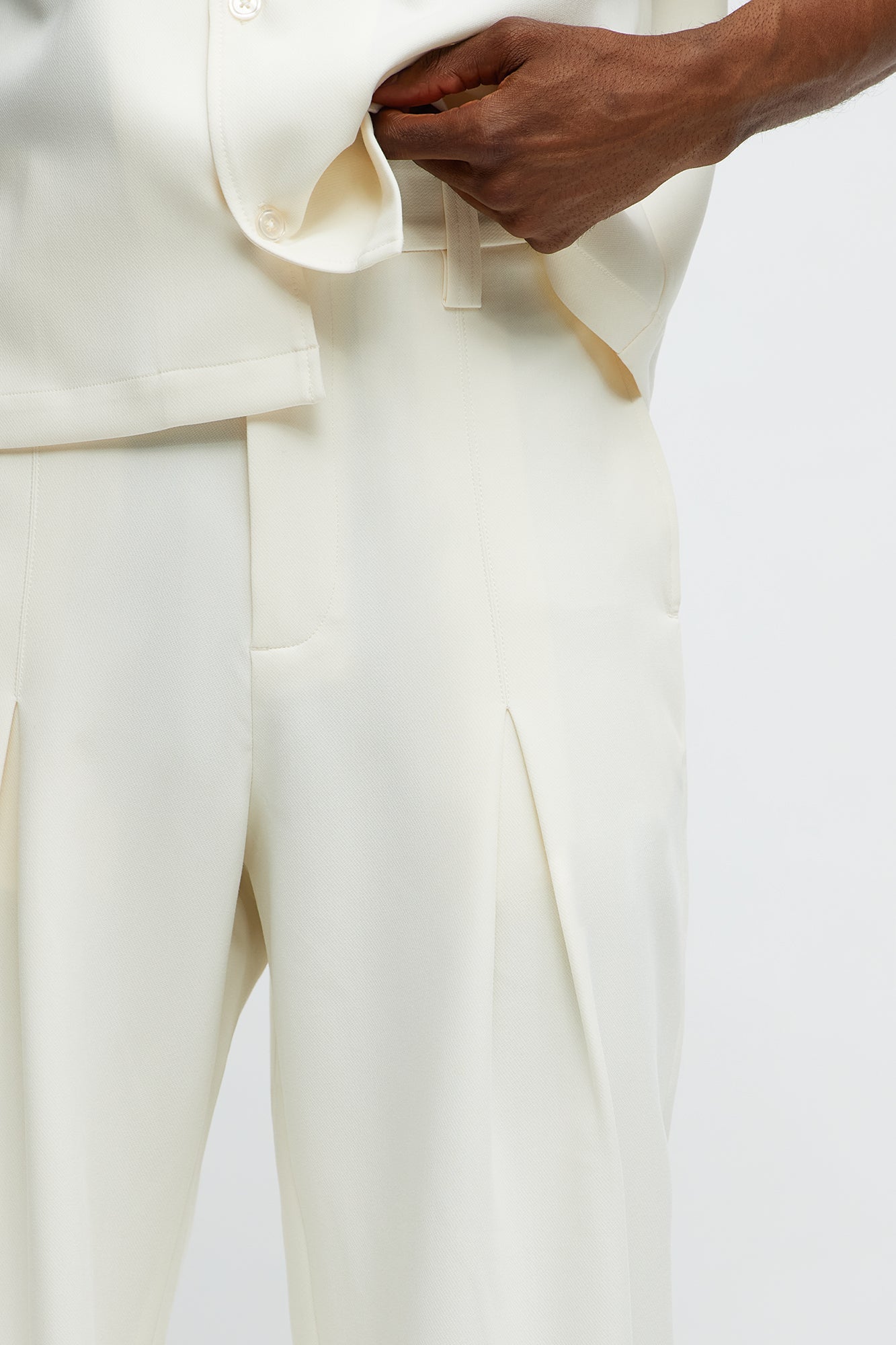 Ronan High Waisted Pleated Trousers - Cream Fashion Nova