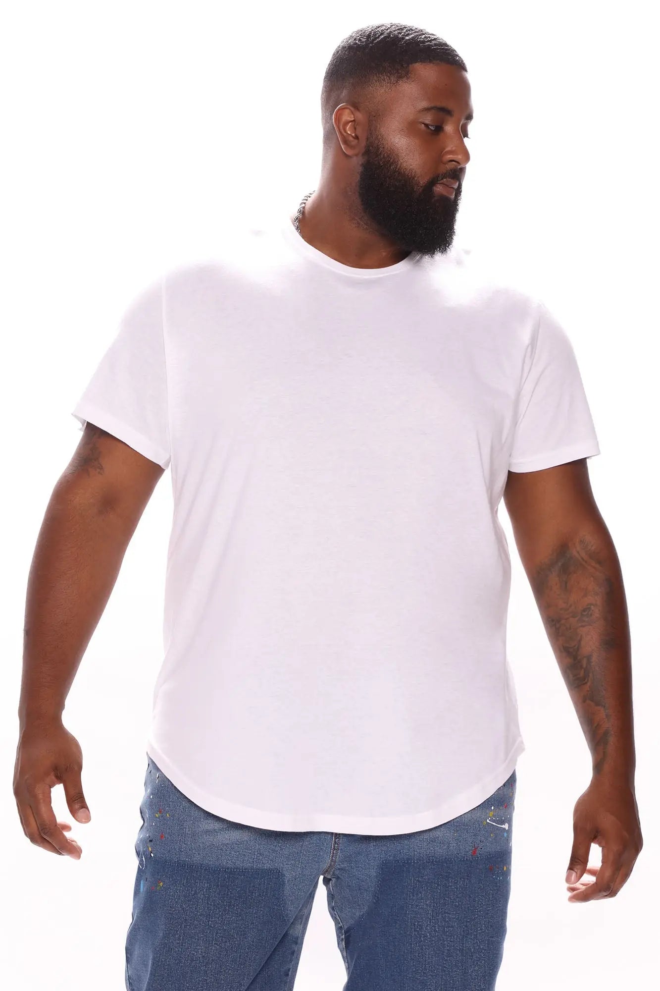 Essential Short Sleeve Scallop Crew Tee - White Fashion Nova