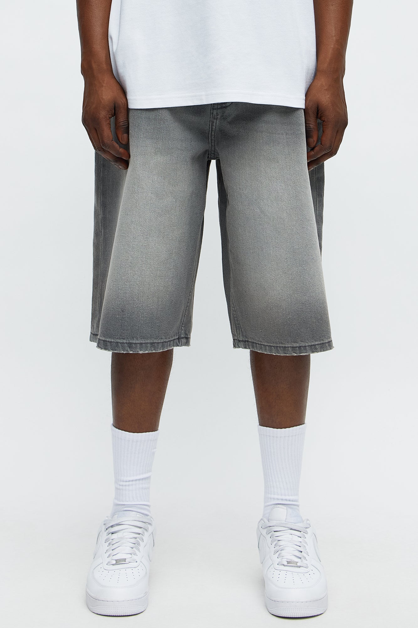Baggy Shadowline Denim Short - Grey Fashion Nova