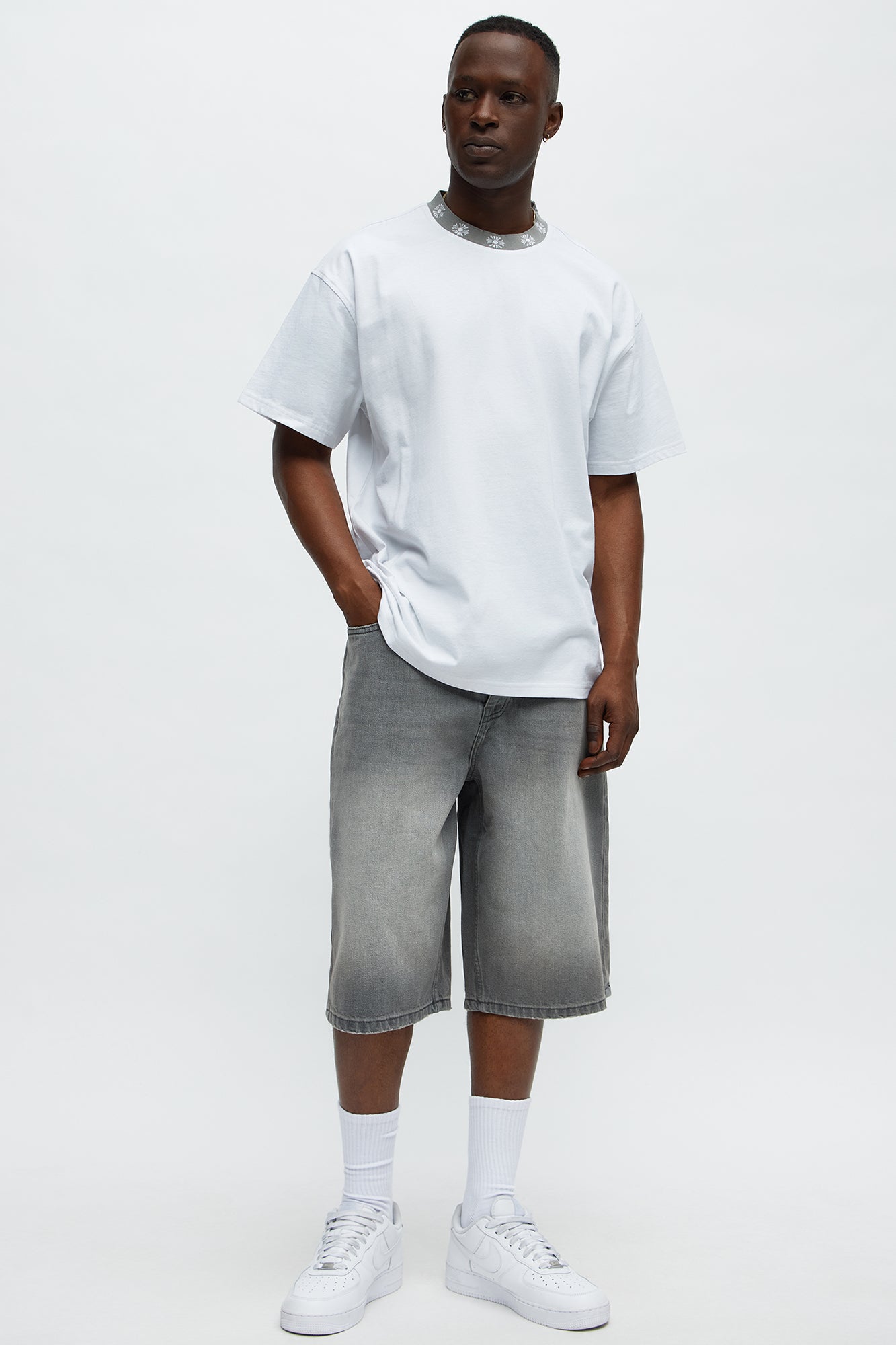 Baggy Shadowline Denim Short - Grey Fashion Nova