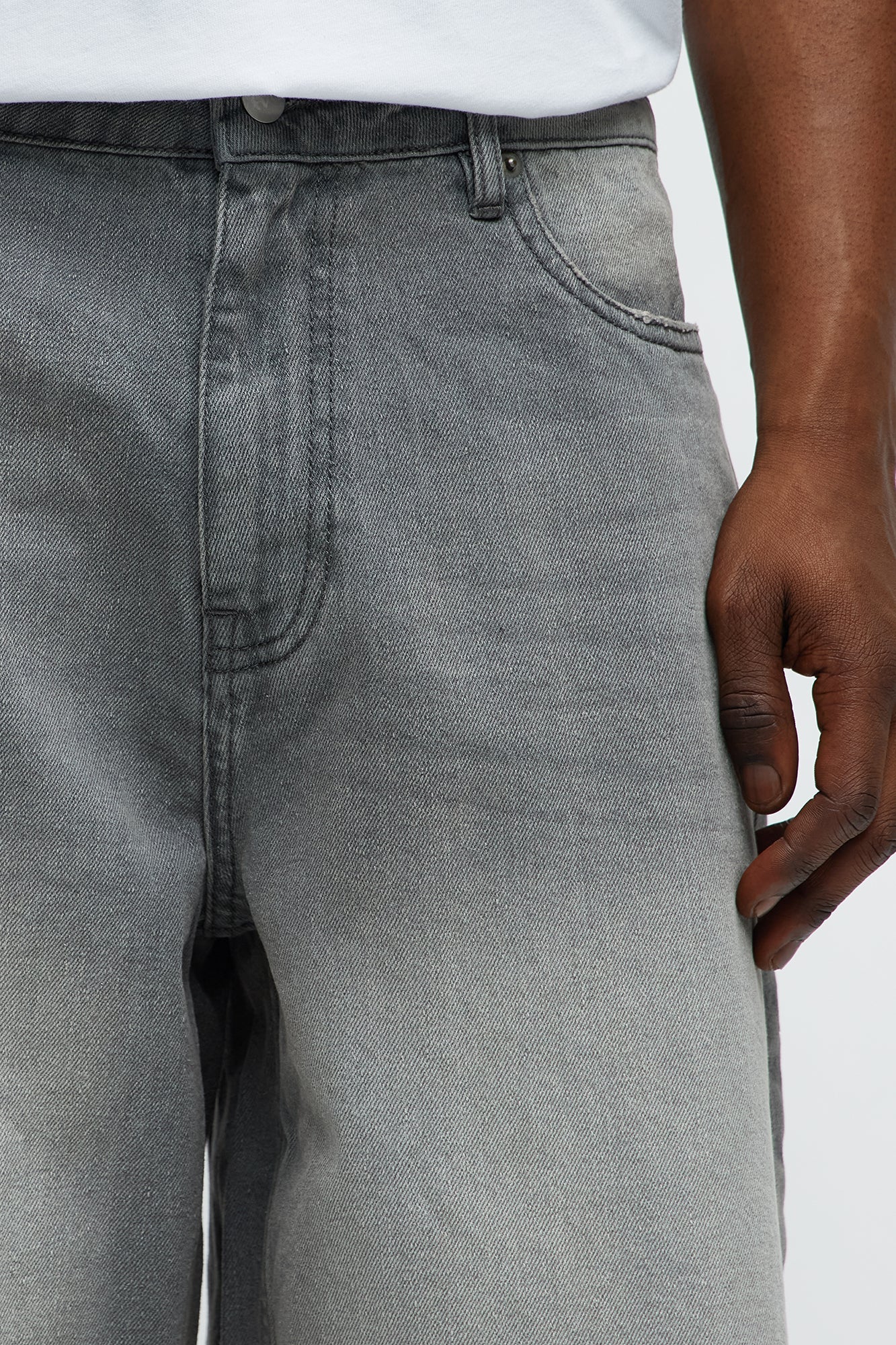 Baggy Shadowline Denim Short - Grey Fashion Nova