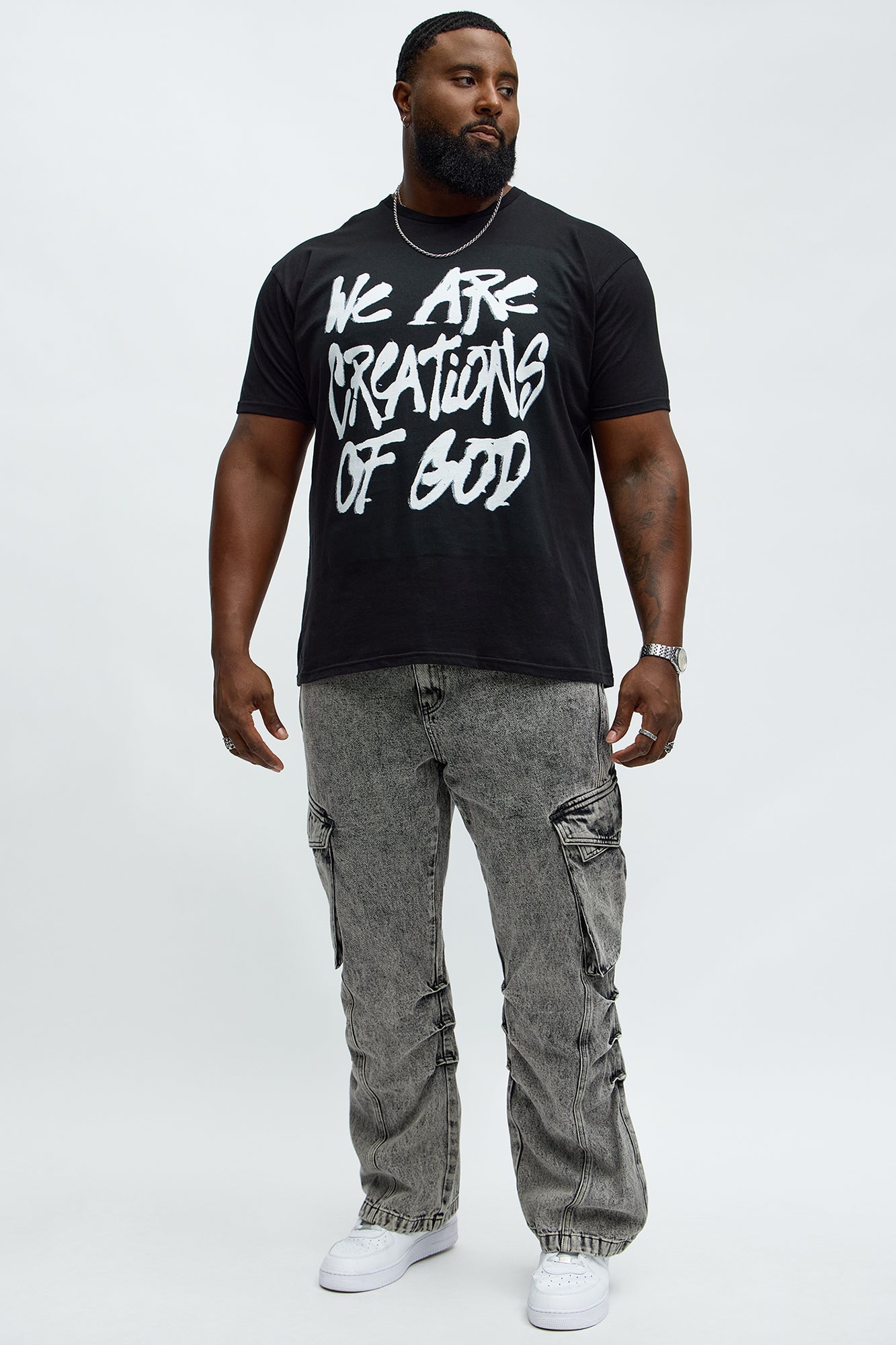 Stacked Slim Flare Street Edge Cargo Jeans - Black Wash Fashion Nova