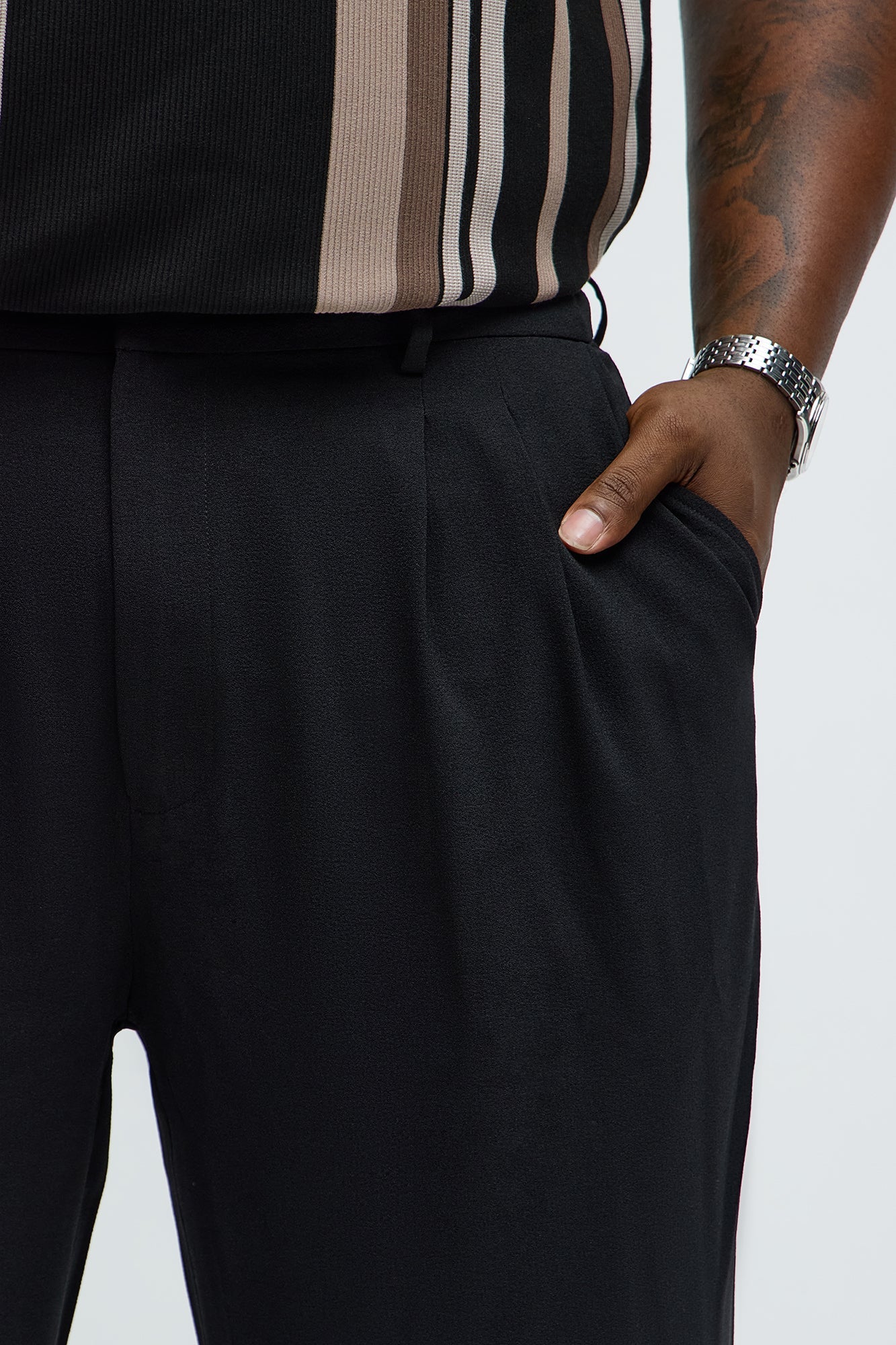 Golden Hour Straight Double Pleated Trouser - Black Fashion Nova