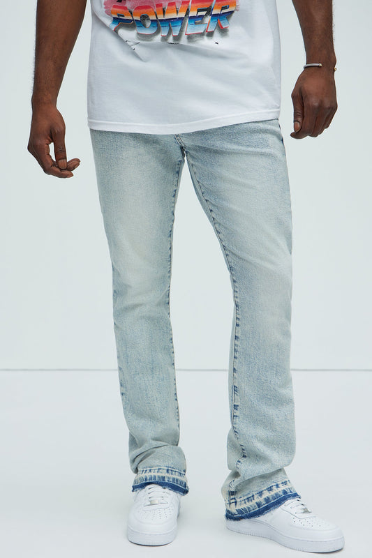 Cornell Stacked Skinny Flare Jeans - Bleach Blue Wash Fashion Nova