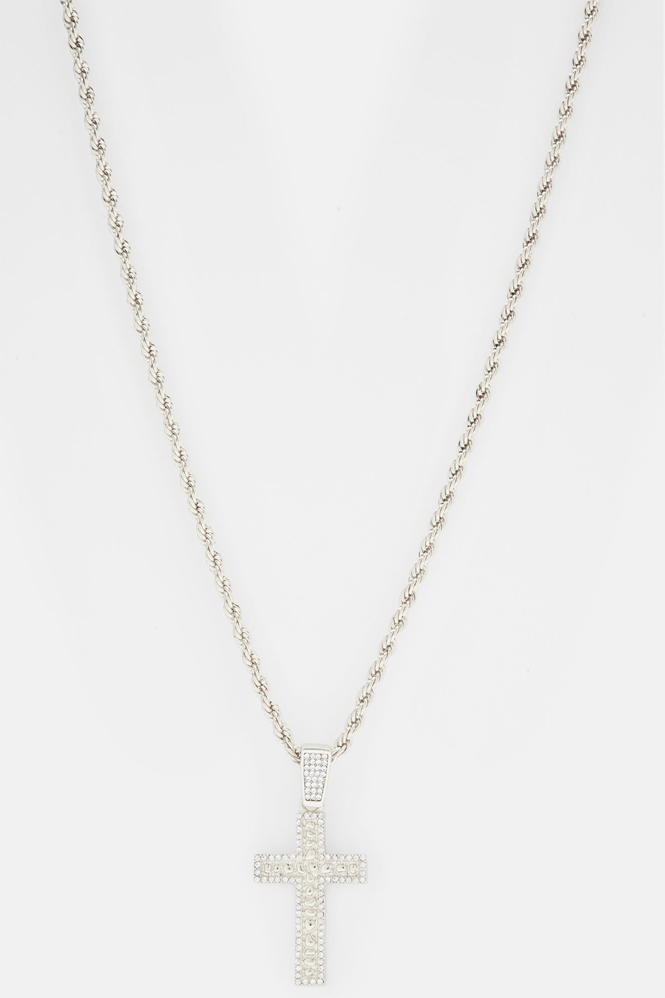 Nugget Cross Chain Necklace - Silver Fashion Nova